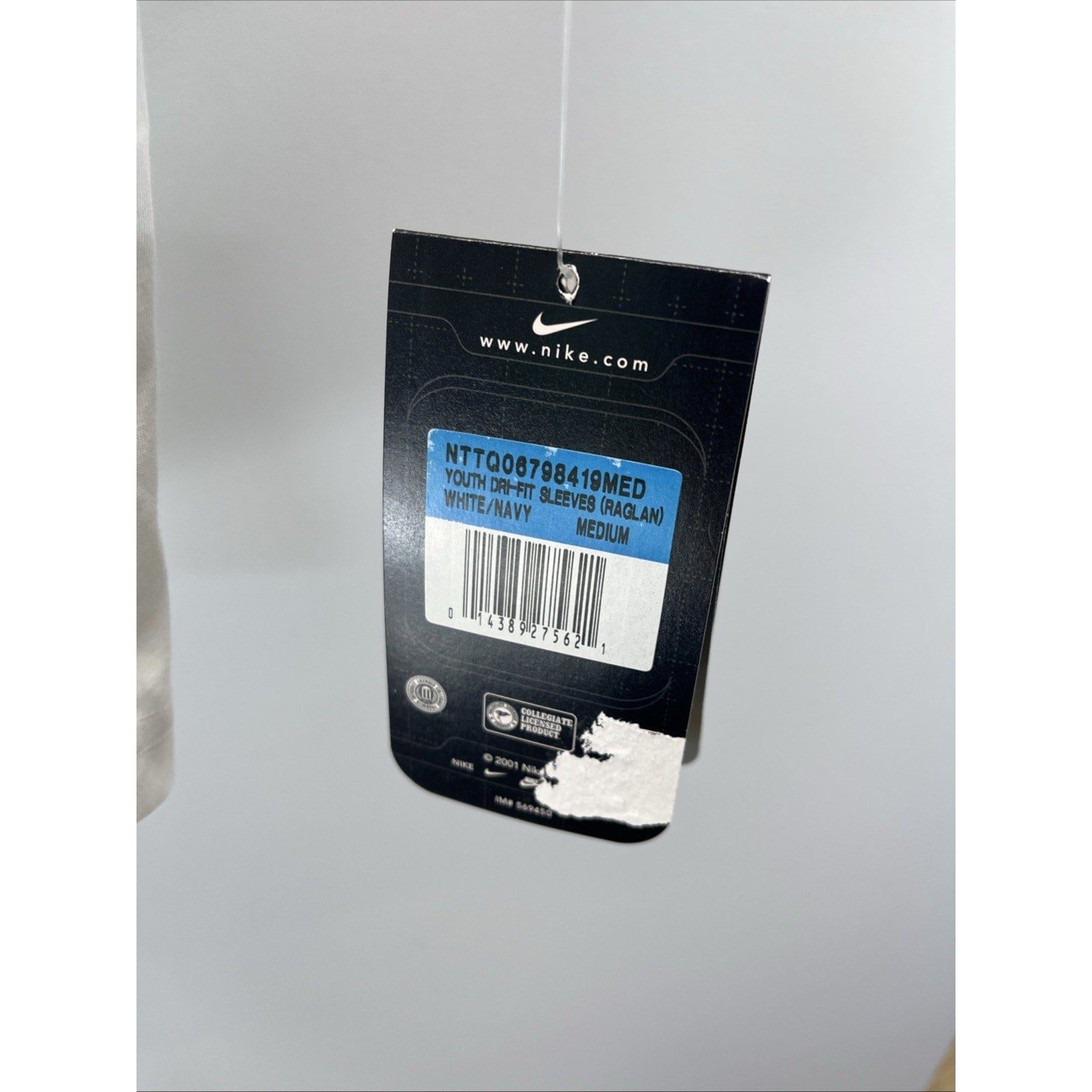 NWT NIKE DRI-FIT RAGLAN BASEBALL SHIRT Pull Over BLUE WHITE YOUTH MED