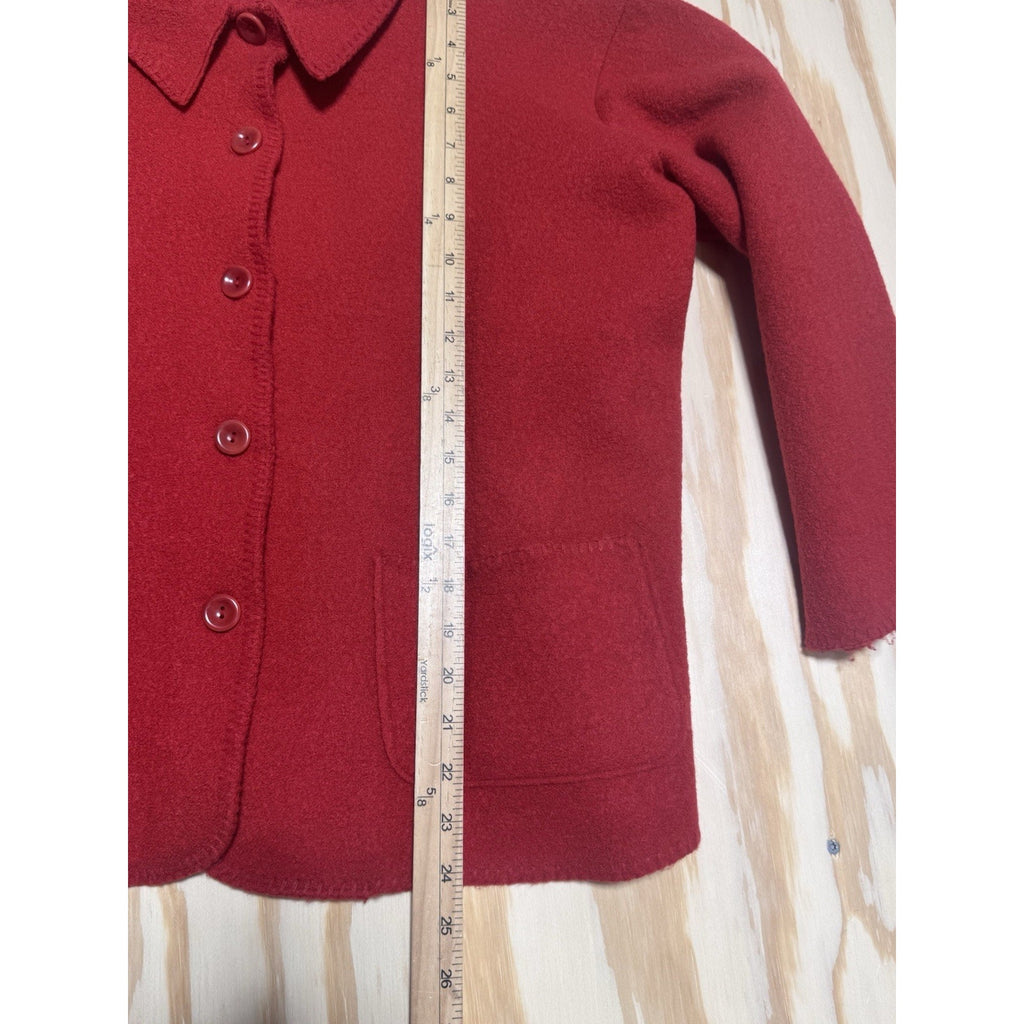 LIZ CLAIBORNE Women's Red Wool Button Front Coat/Jacket Made In USA Size L