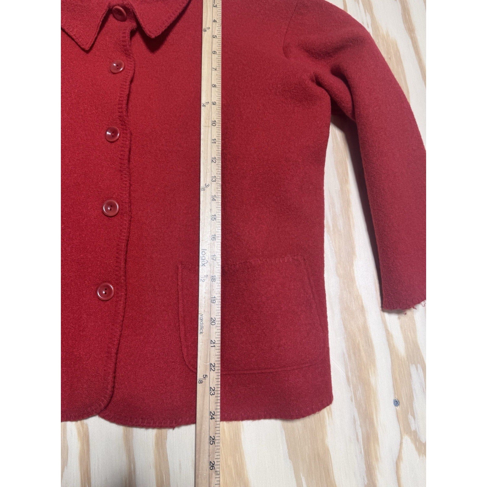 LIZ CLAIBORNE Women's Red Wool Button Front Coat/Jacket Made In USA Size L