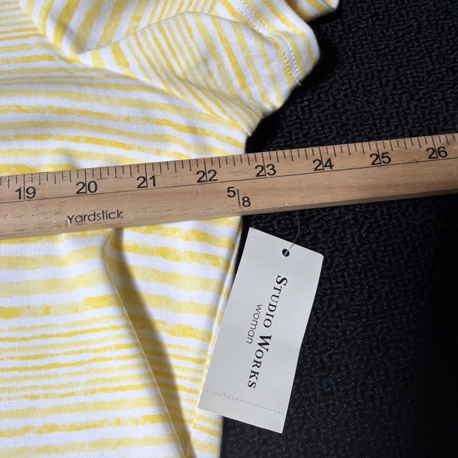 Studio Works women Yellow White Stripe Studio Tee Shirt Top size Plus Sz 1X NWT