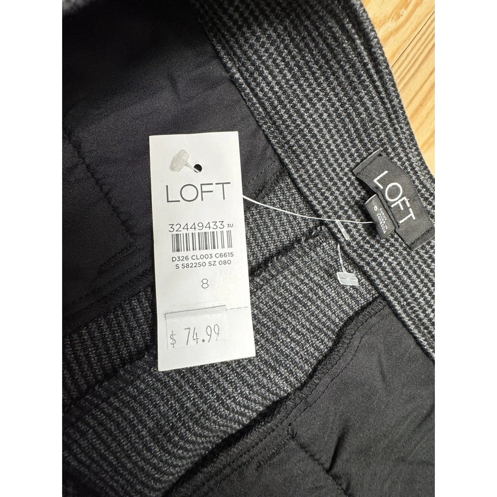 Loft NWT Button Pocket Trouser Pants In Brushed Flannel Size 8 Black/Gray