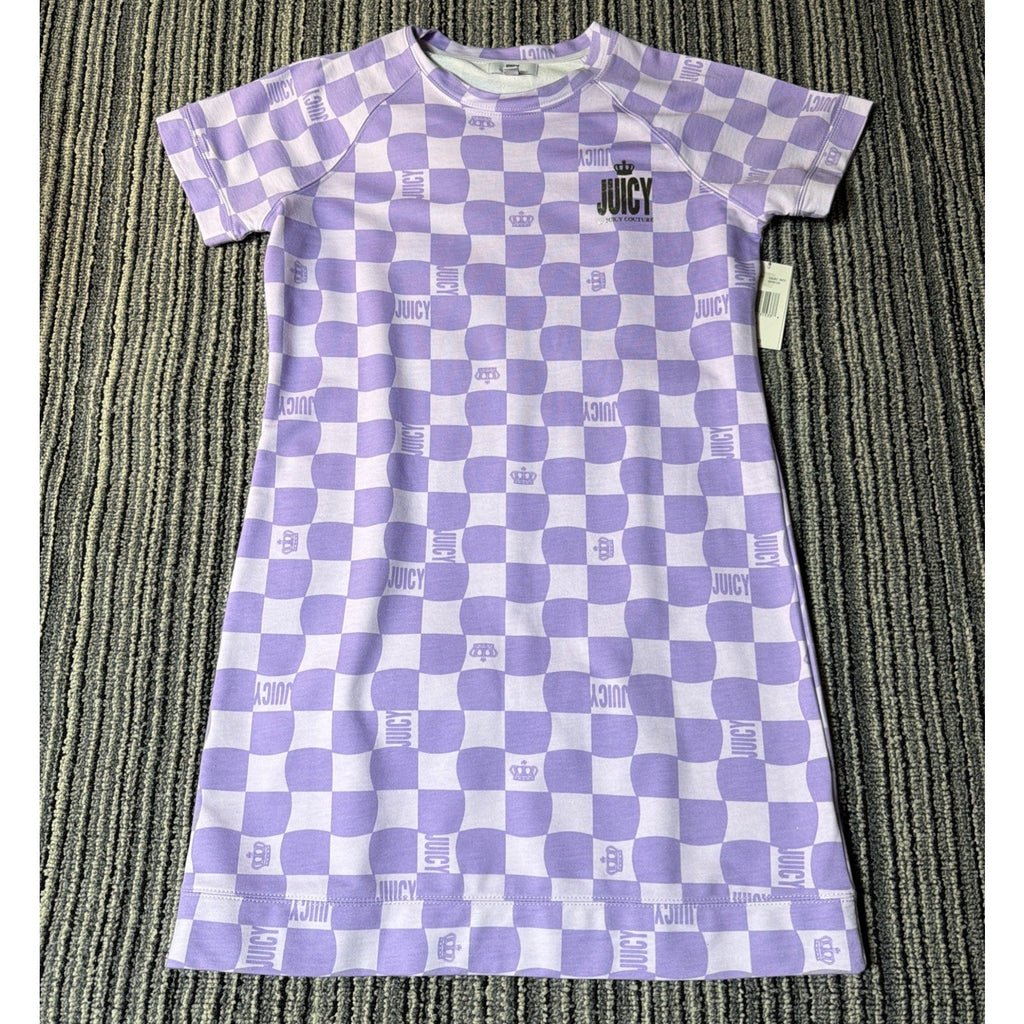 NWT Juicy Couture Lilac Sky Check T-Shirt Dress Size Large SR$60