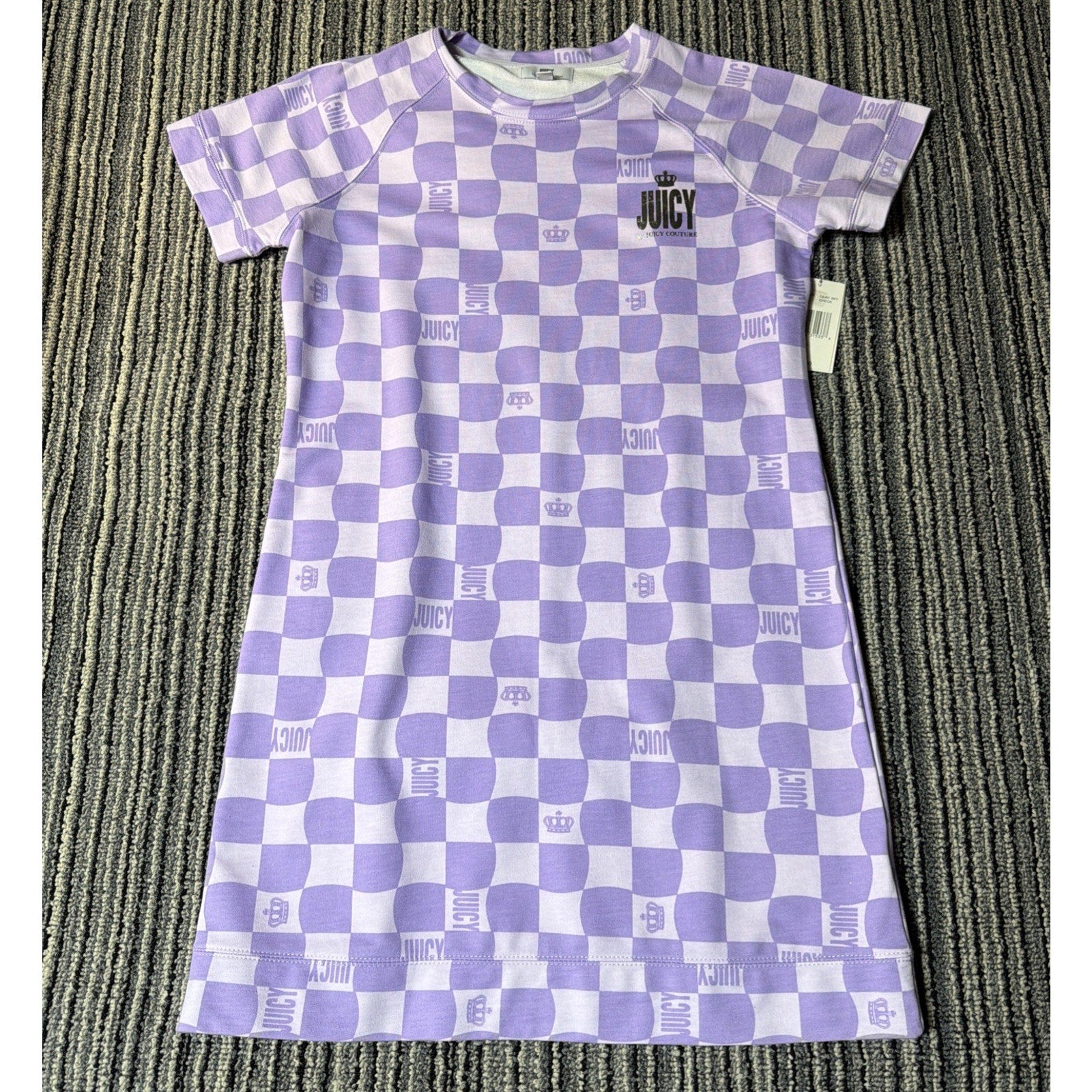 NWT Juicy Couture Lilac Sky Check T-Shirt Dress Size Large SR$60