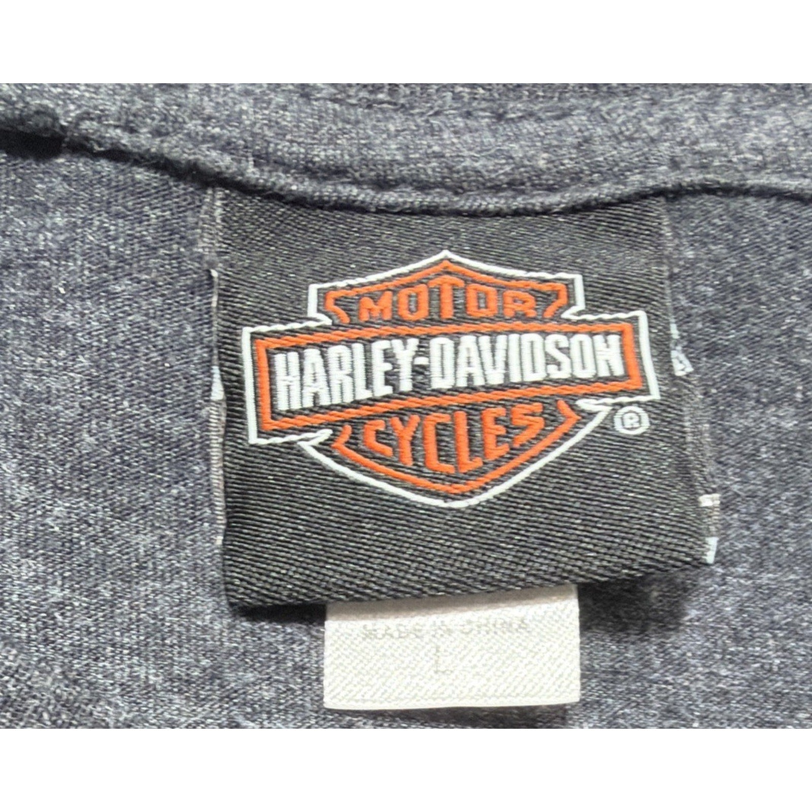 Harley-Davidson Shirt Mens L Black Skull Helmet Flames Graphic Biker Tee