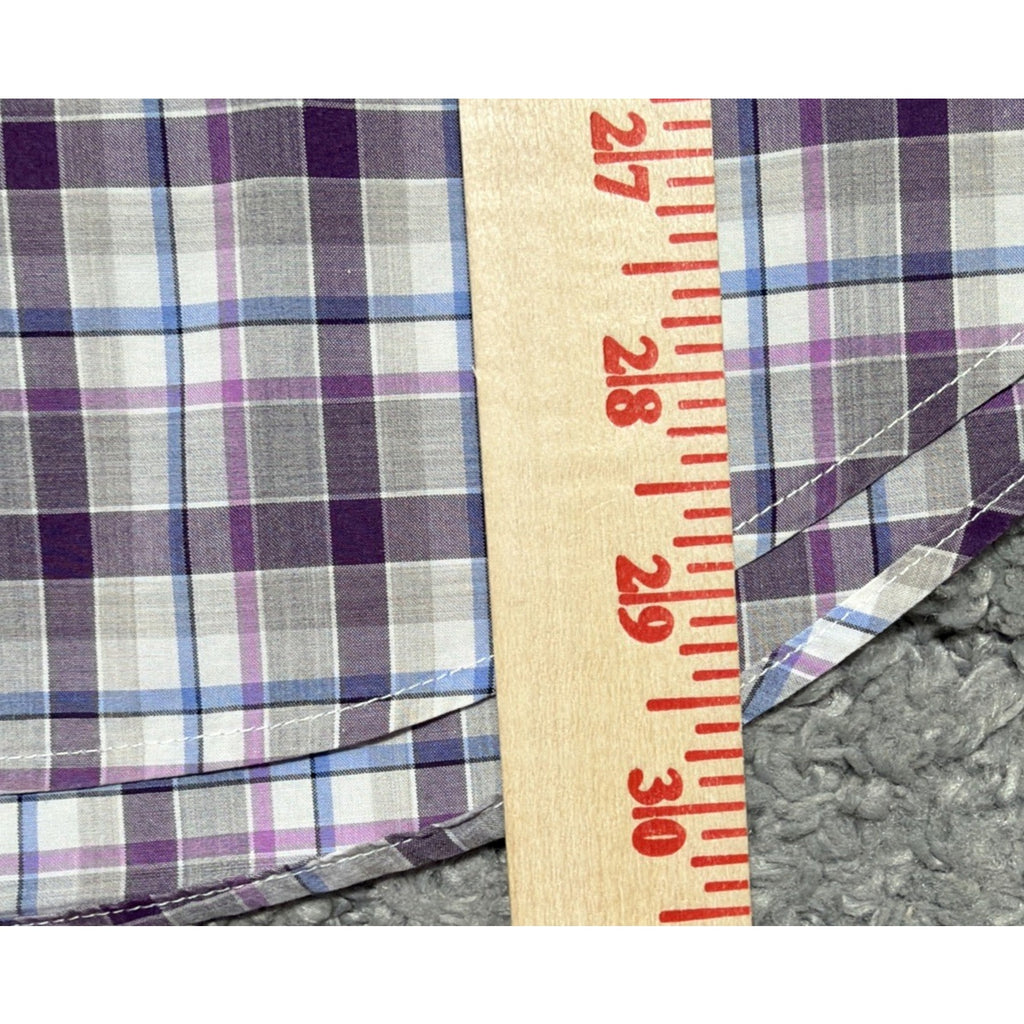 Mens Polo Ralph Lauren Slim Fit Long Sleeved Purple Plaid Button Up Shirt L