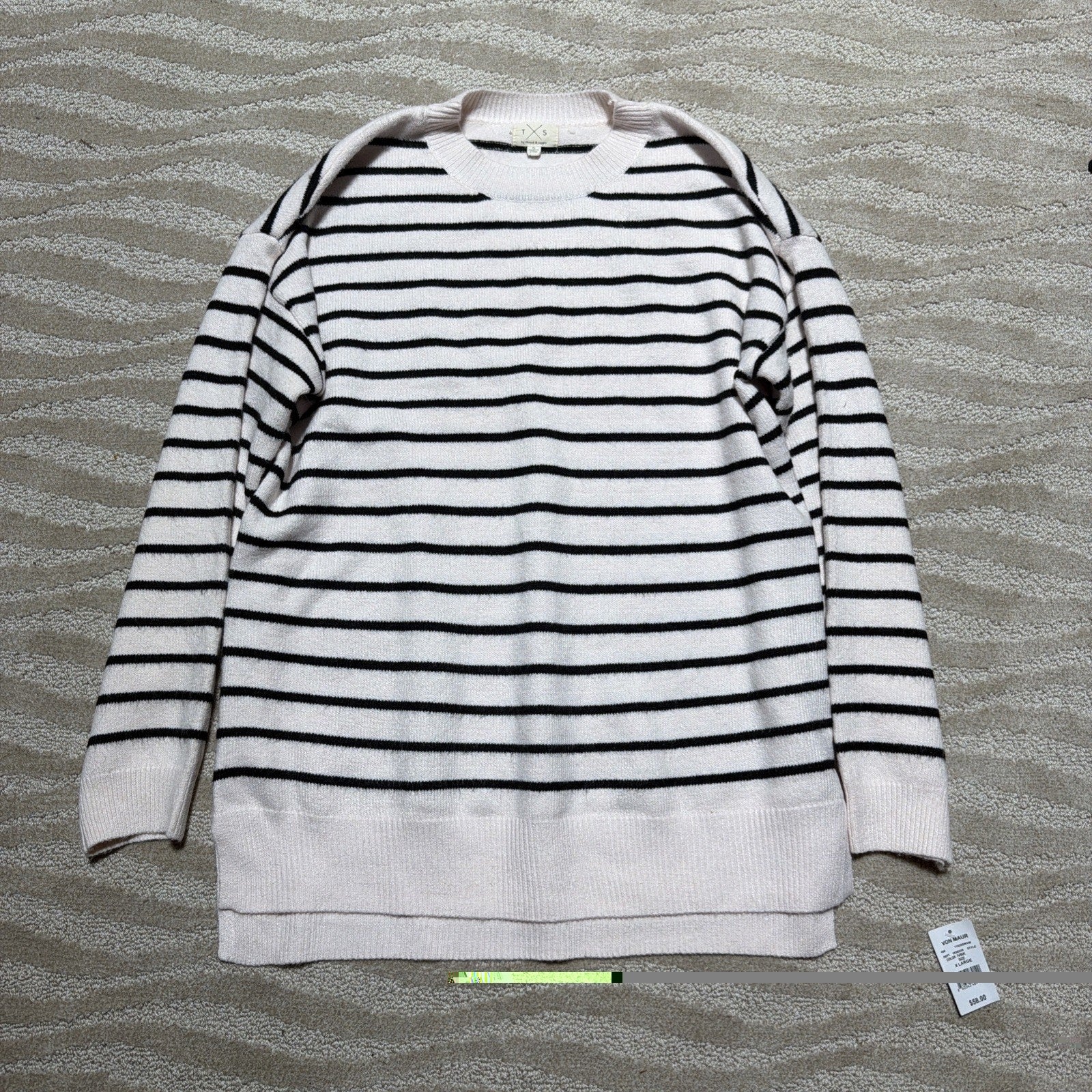 Thread and Supply Women's XL Ivory Black Sweater Knit Crew Neck Stretch . New