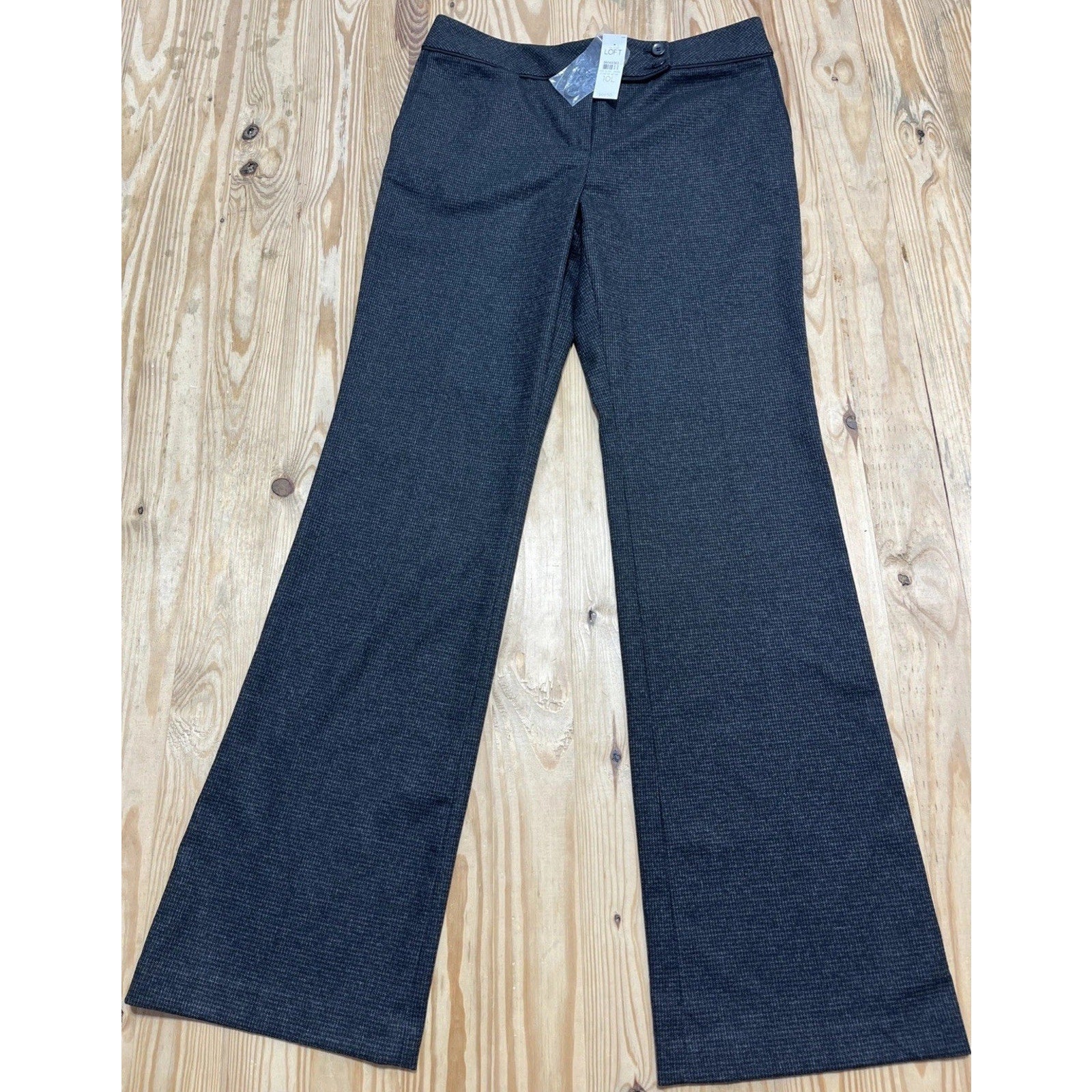 Ann Taylor Women Gray Tweed Striped High Rise Flare Leg Trouser Pants 10 L NWT