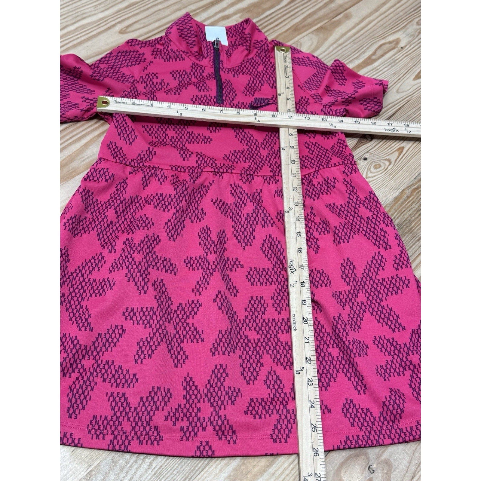 Nike Sportswear Girls Printed Pink Flowers Short-Sleeve Dress Size XS 6-7