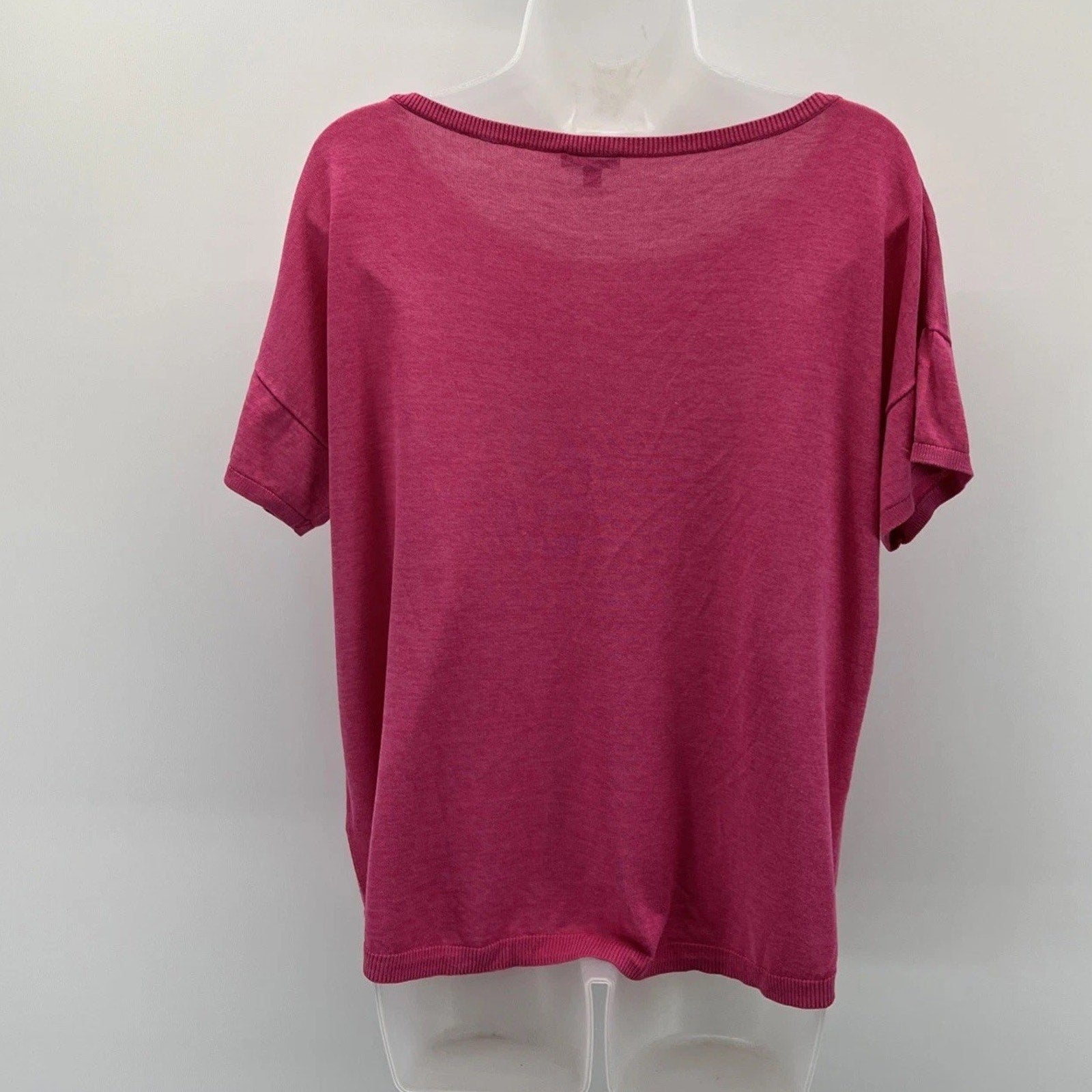 TALBOTS Woman L Pink Short Sleeved Sweater Cotton Blend Lightweight