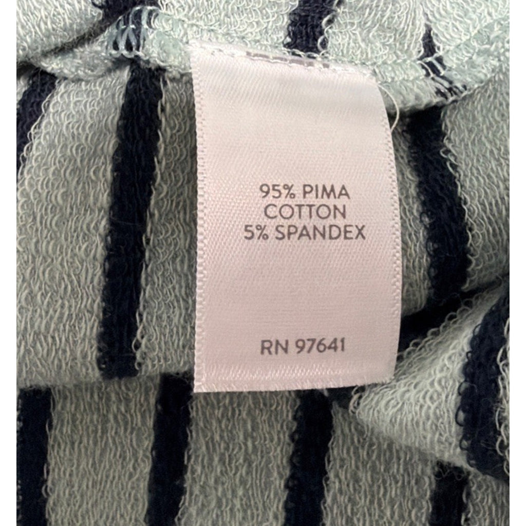 J Jill Seafoam Navy Blue Striped Terry Cloth V Neck Pockets Beachy Dress Large