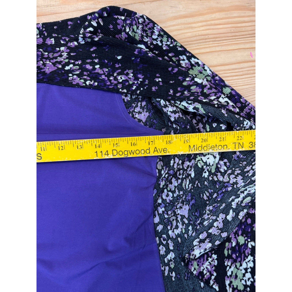 Notations Shirt Women’s Petite S Short Sleeve Layered Cardigan Tank Purple Black