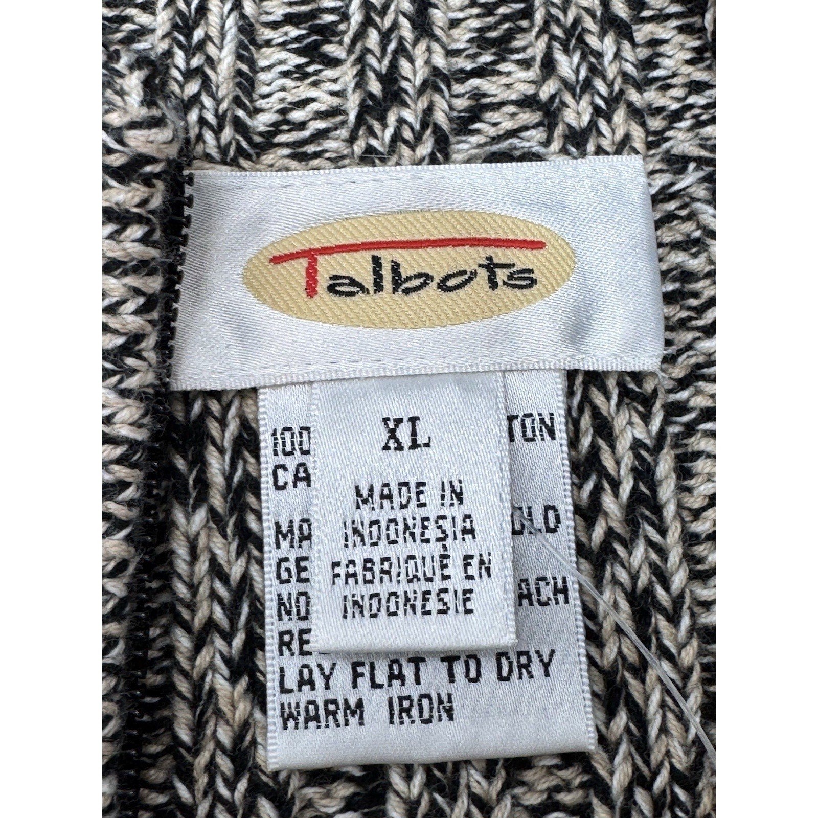 Talbots Brown Sweater Full Zip Mock Neck Cotton Women’s Size XL NWT