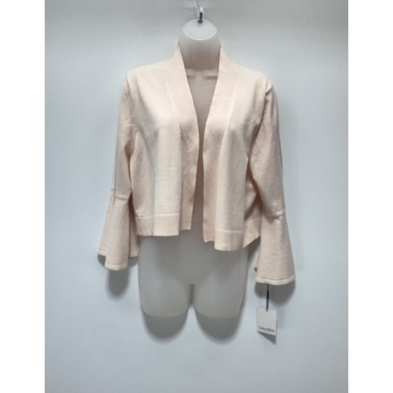 Calvin Klein Cropped Open Front Blush Punk Cardigan Flutter Women’s Size Large