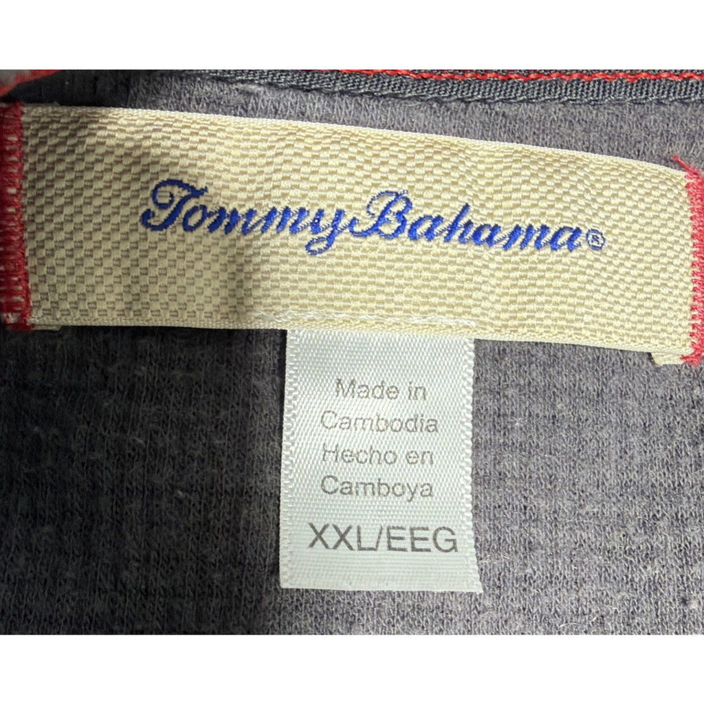 Tommy Bahama Shirt Men's XXL Gray Waffle Knit Thermal Cotton Stretch Casual
