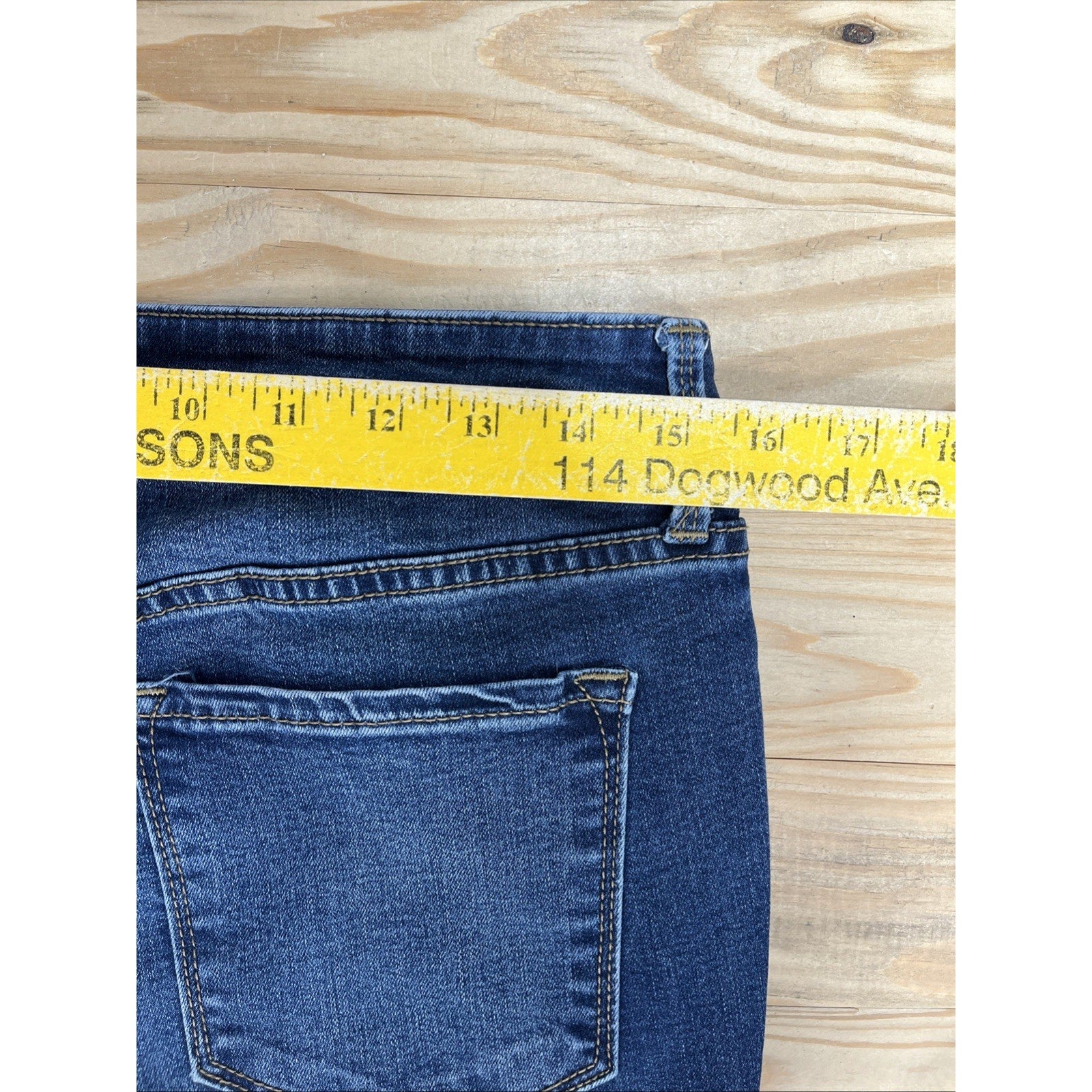 Old Navy Rockstar Super Skinny Jeans Women's 12 Blue Mid Rise 5-Pocket Raw Hem