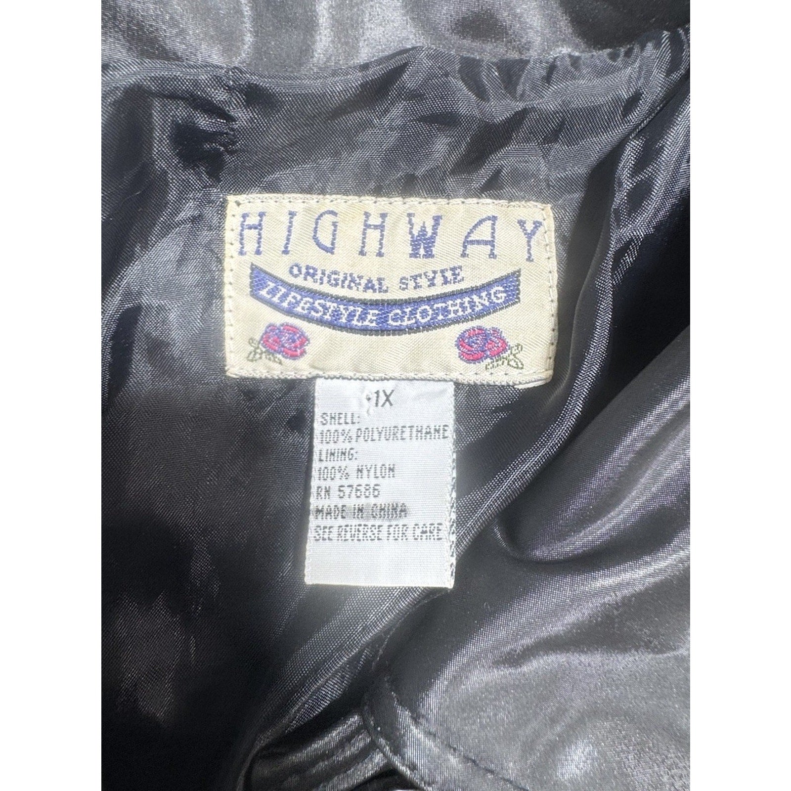 Highway Womens Trench Coat Faux Leather Full Zip Lined Black Size 1X