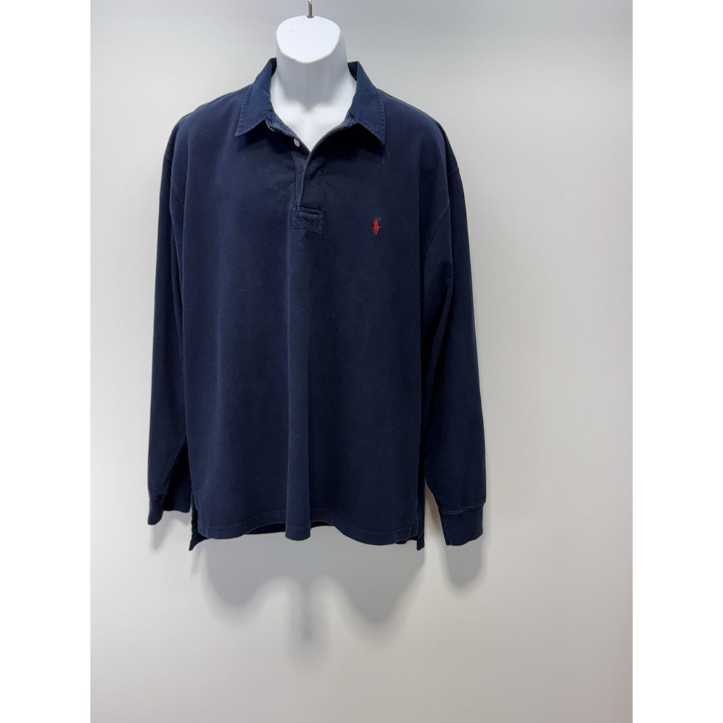Polo Ralph Lauren Blue Long Sleeve Polo Pony Soft Heavy Cotton Men’s Size XL