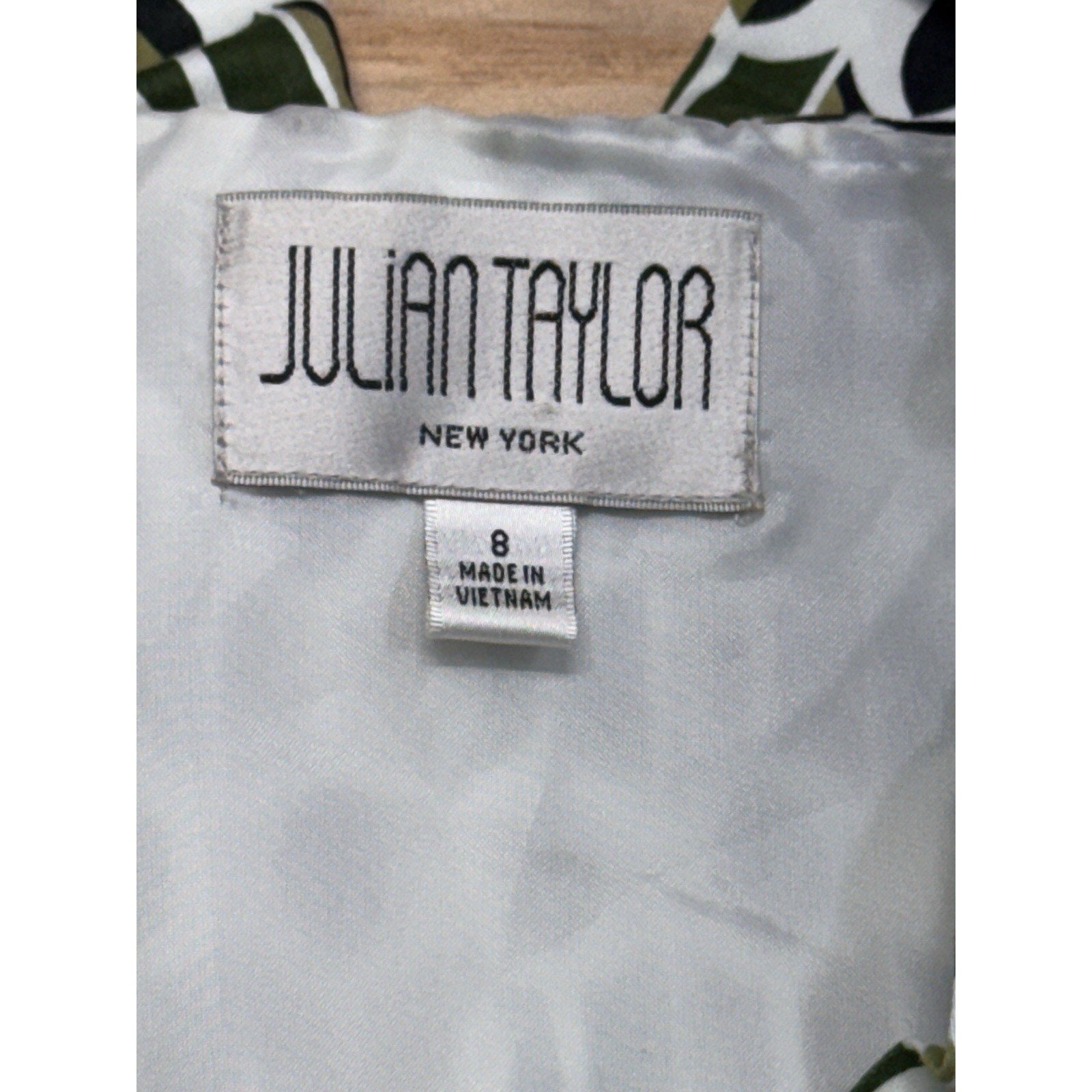 Julian Taylor Dress Women’s Size 8 Green White Black Sleeveless Boho Ladies