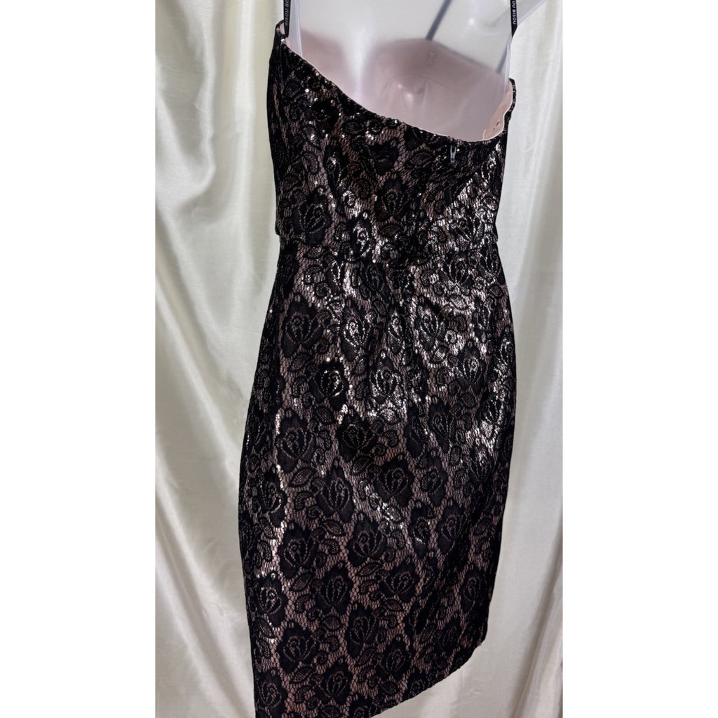 Bisou Bisou Dress Blush/Black strapless with attachable straps NWT Women’s 8