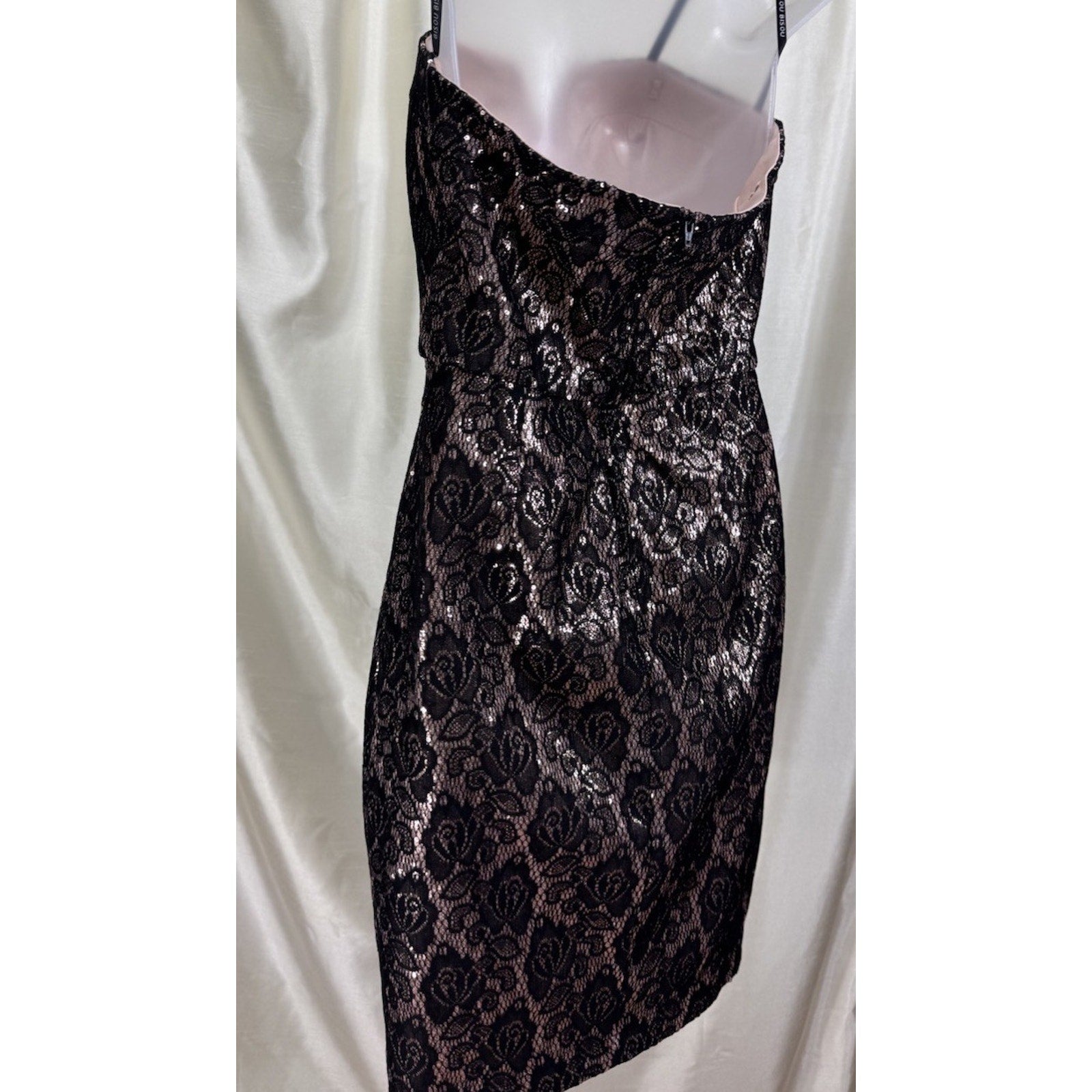 Bisou Bisou Dress Blush/Black strapless with attachable straps NWT Women’s 8