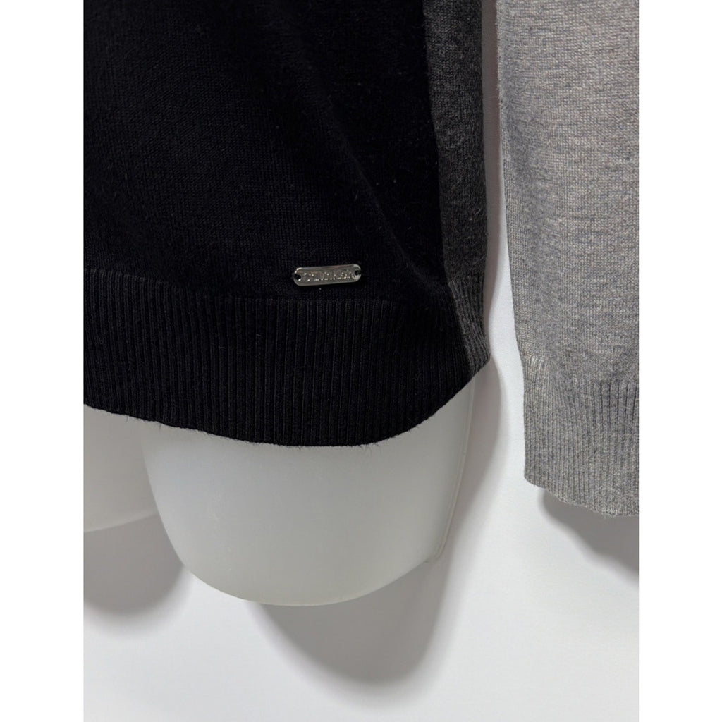 Calvin Klein Womens Gray Colorblock Contrast-Sleeve Turtleneck Sweater Sz S