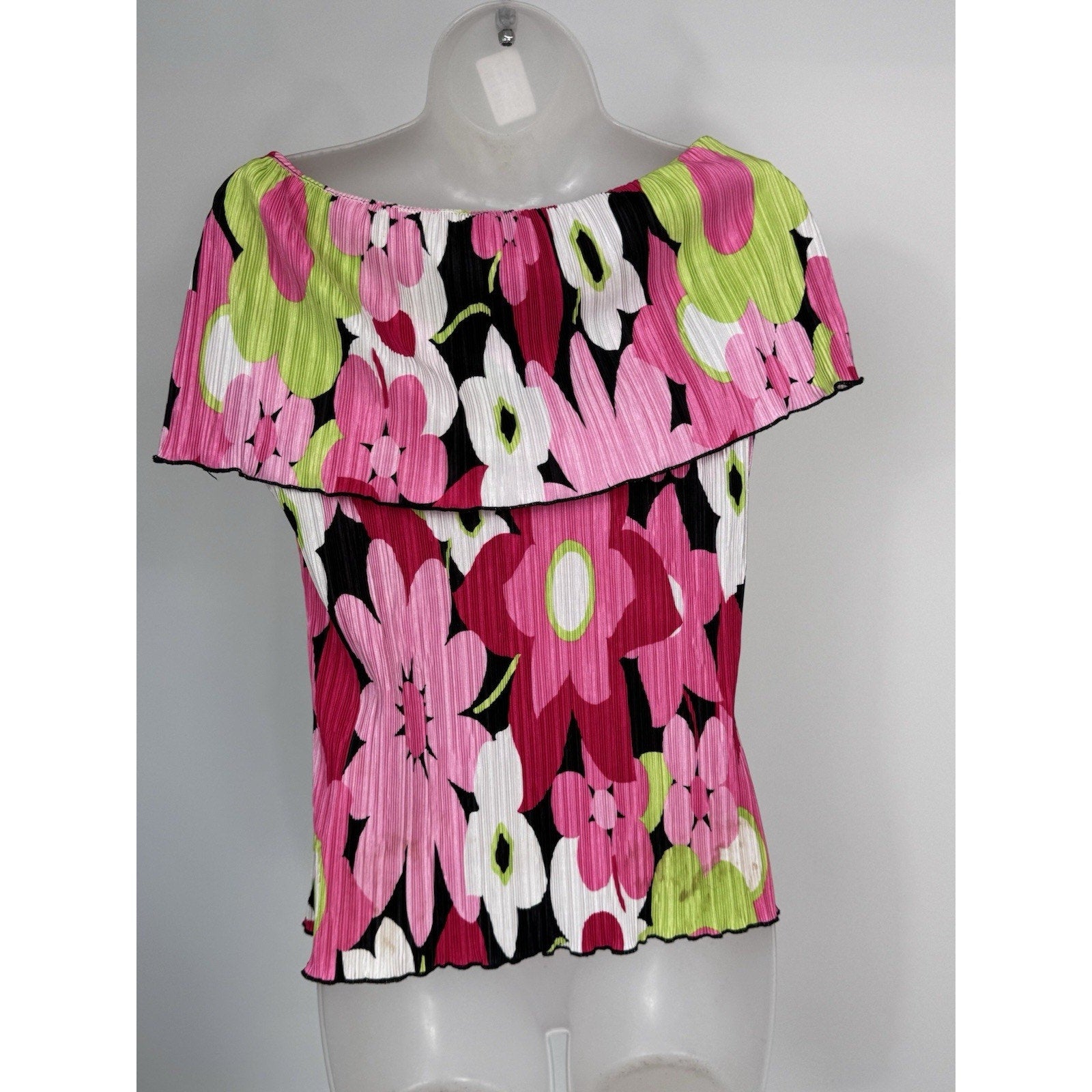 CDW Creative Design Works Inc. Top Blouse Pink Tones Flowers Womens Size Large