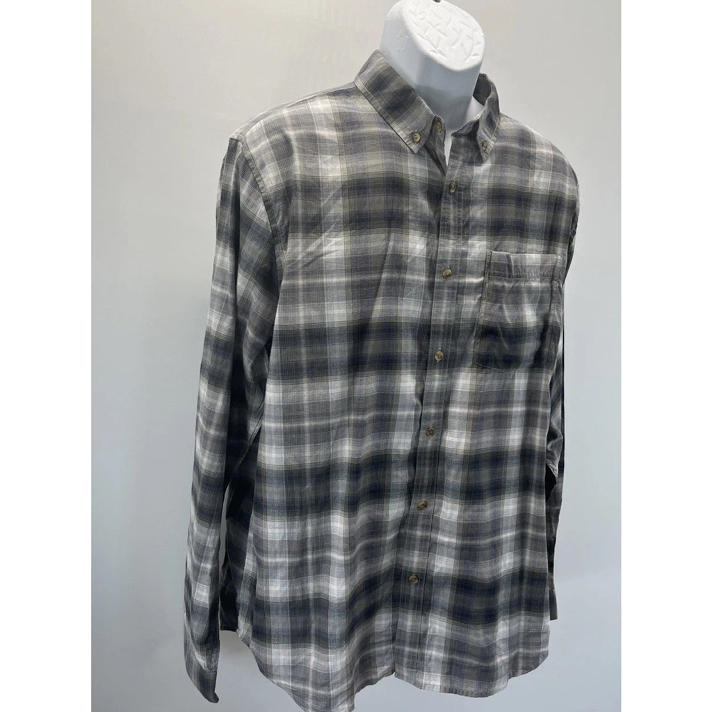 Mountain Khakis Shirt Men L Plaid Flannel Organic Cotton Relaxed Fit Outdoors.