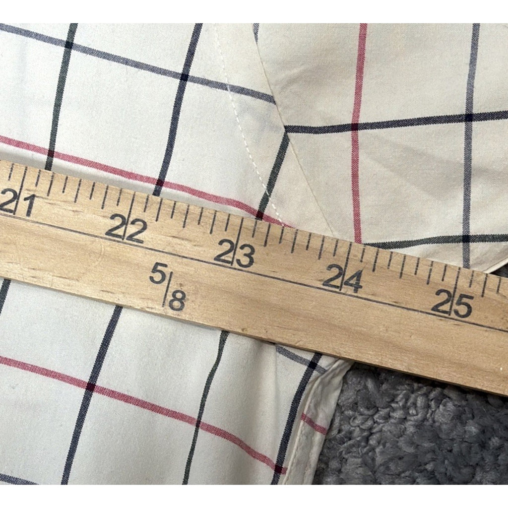 Tommy Hilfiger Golf Vintage 90s Tattersall Plaid Twill Shirt Biege Crest Logo