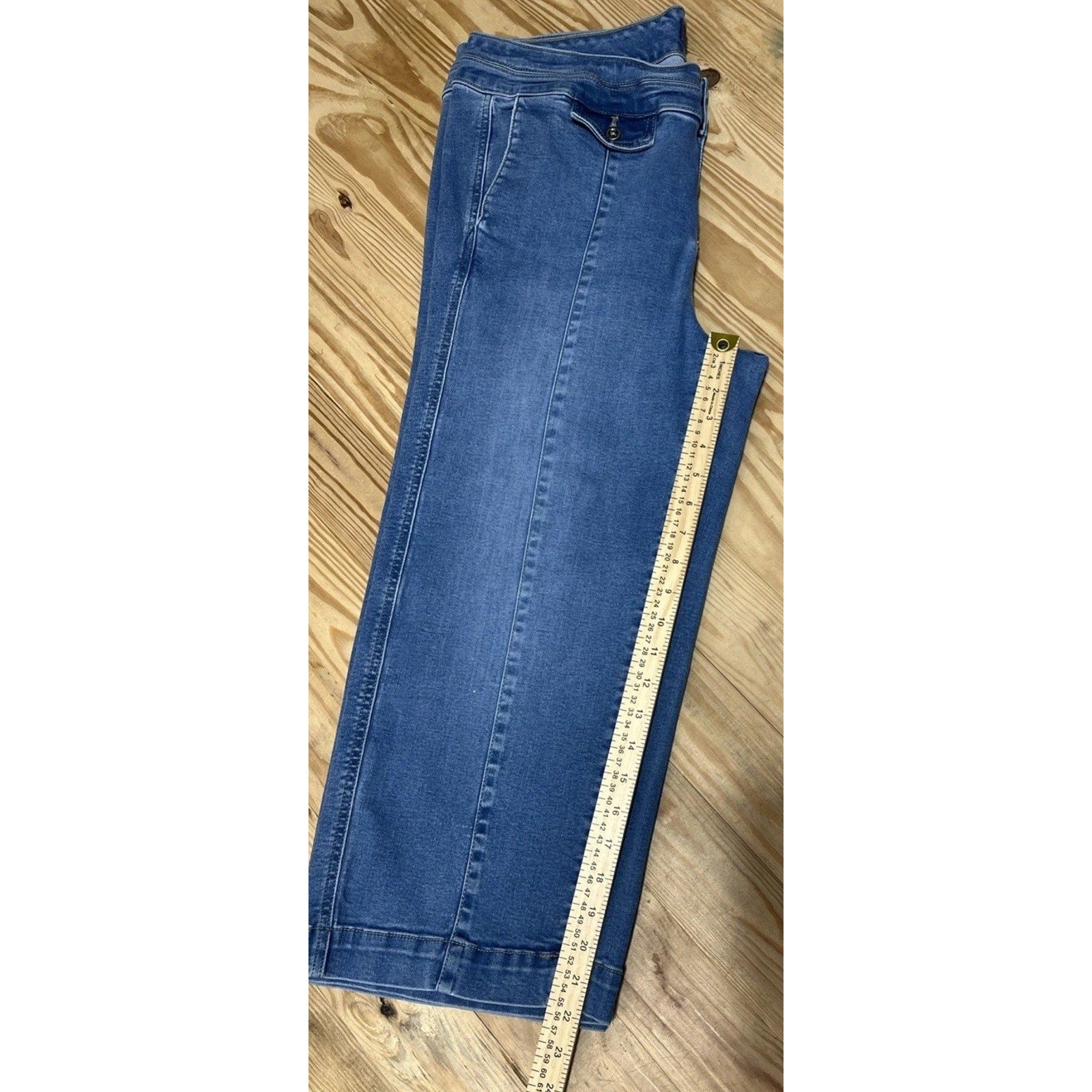 Torrid Wide Leg Jeans Women Size 14 Blue Crop High Rise Vintage Stretch Denim