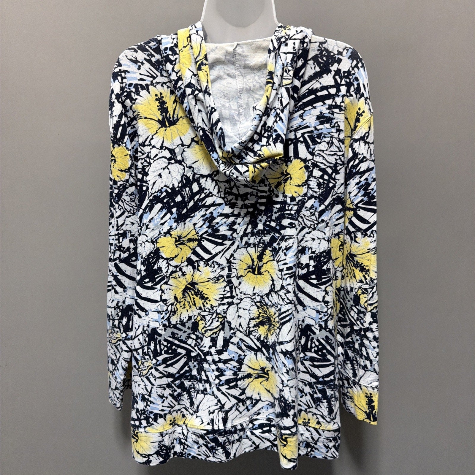 Palm Harbour Plus 1X Hooded Floral Rhinestones Full Zip Long Sleeve Spring