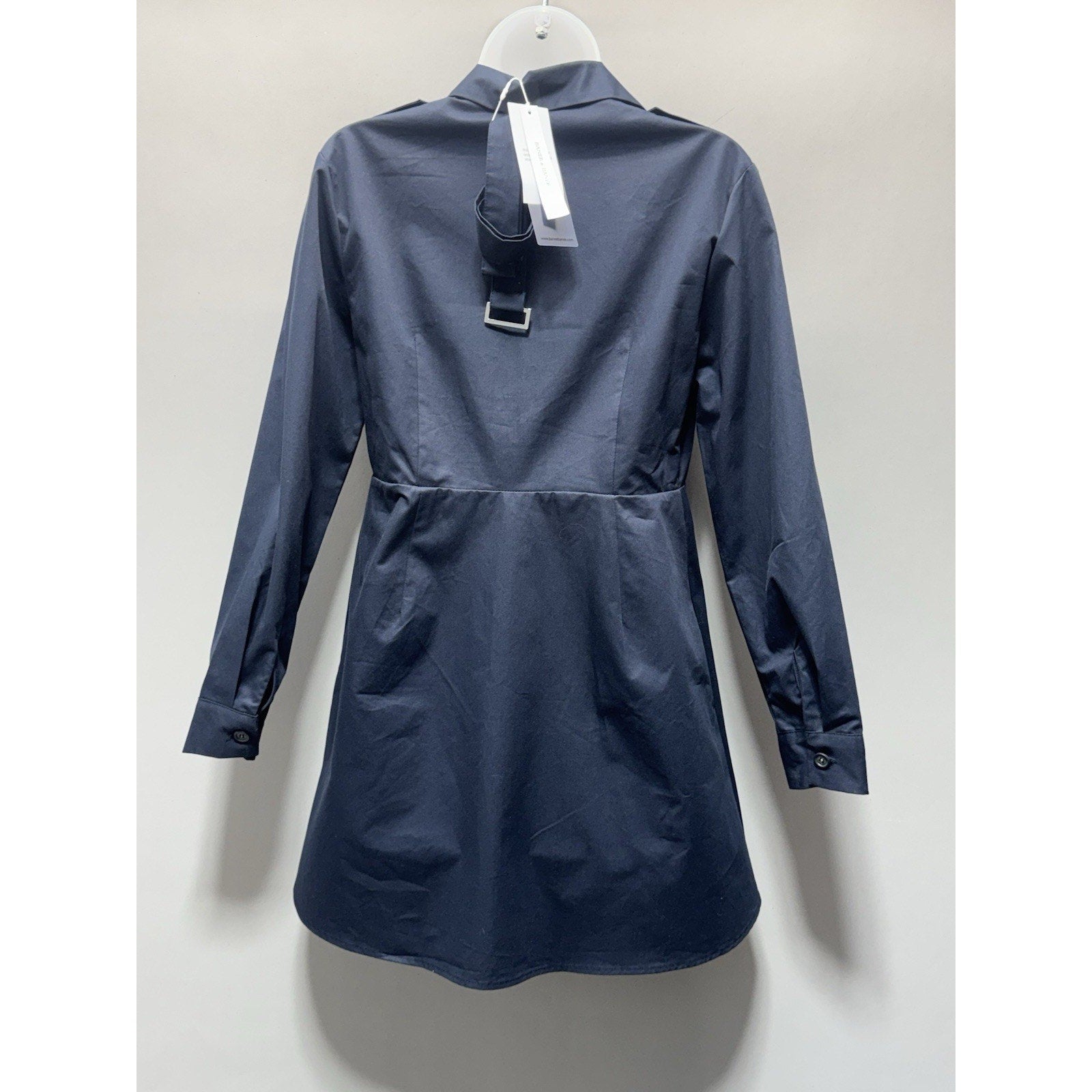 BANEE & BANEE Trench Coat Dress Women L Navy Blue Button Front A-Line Korea NWT
