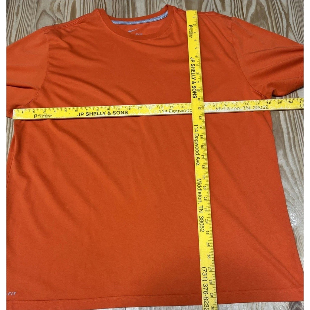 NIKE Mens Orange DRI FIT Crew Neck Short Sleeve Tee Shirt XXL