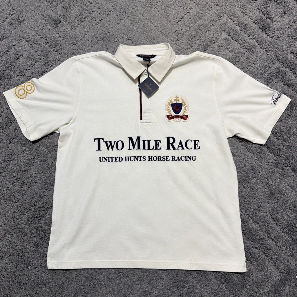 Brooks Brothers Two Mile Race Rugby Polo Shirt Mens XL Horse Racing Embroidered