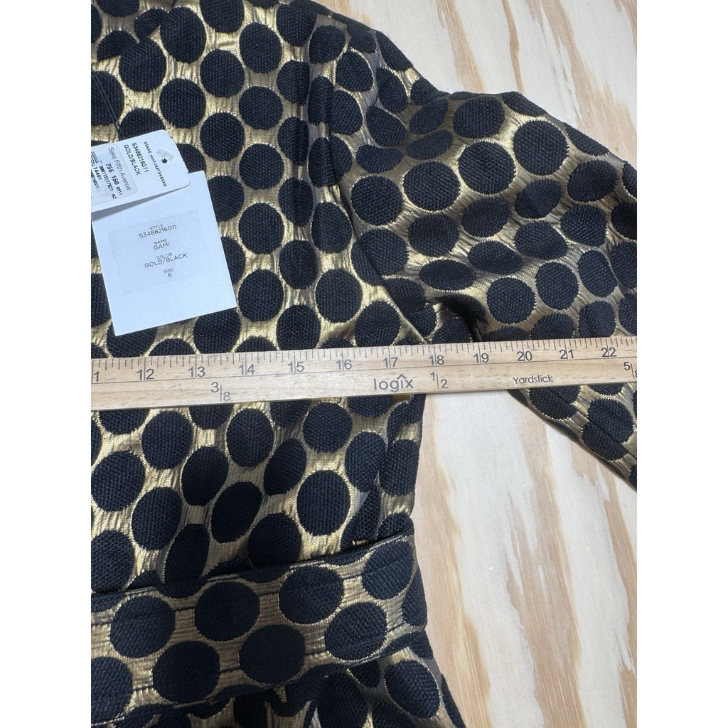 Diane Von Furstenberg DVF Gami Coat Dress Womens 6 Gold Black Polka Dot NWT