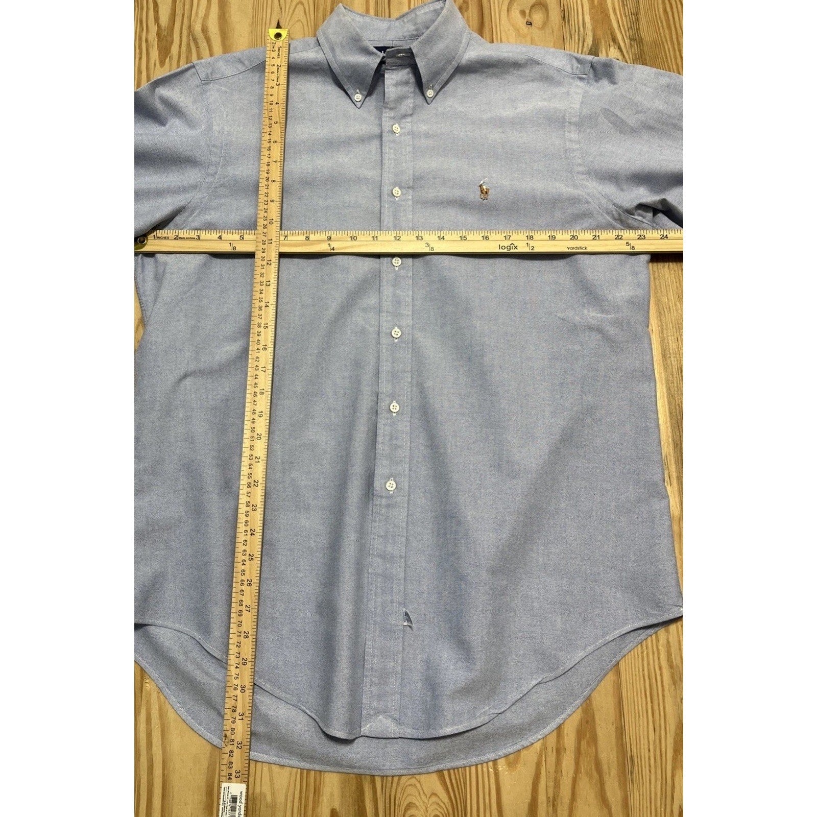 Ralph Lauren Oxford Mens Shirt 16 1/2-33 Button Down Blue LS Flesh Pony