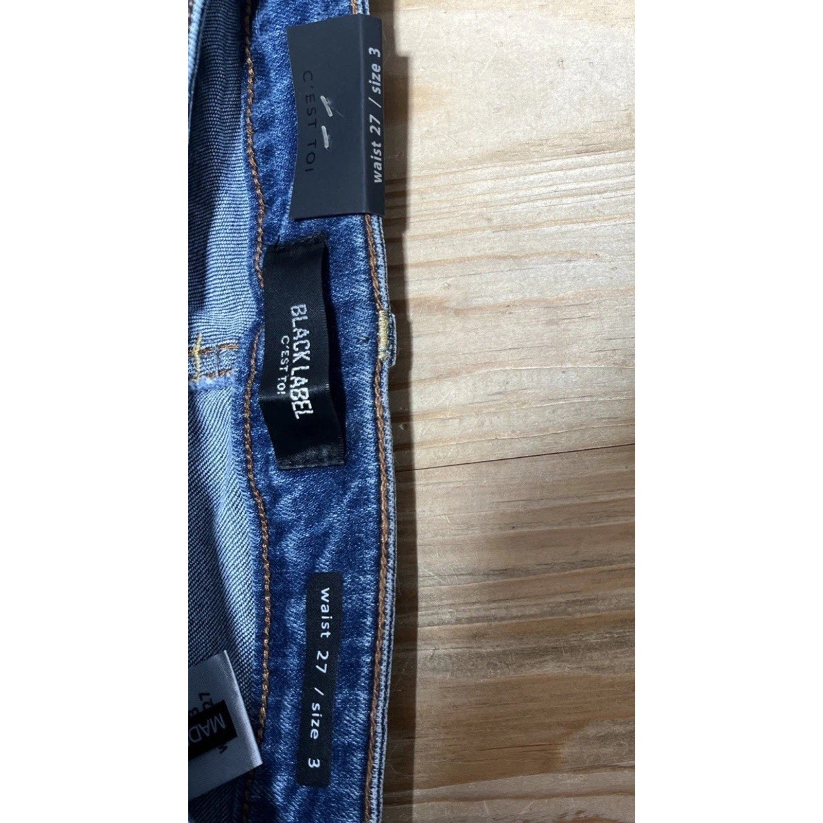 C'est Toi Black Label Womens Jeans 3/27 Mid Rise Slim Straight Frayed Hem NWT