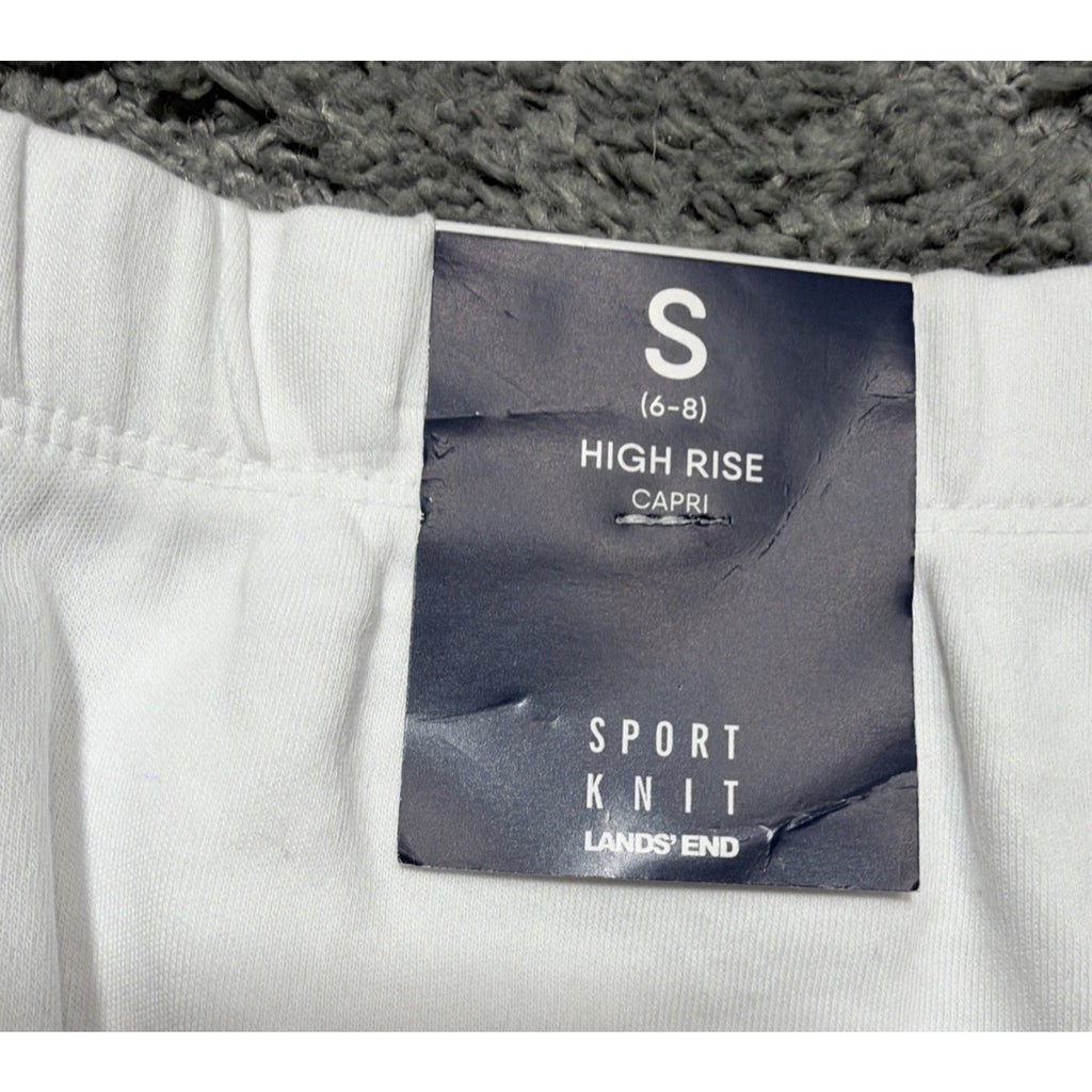 NEW Lands' End Sport Knit High Rise Pull On Capri Pants Pockets Women's S