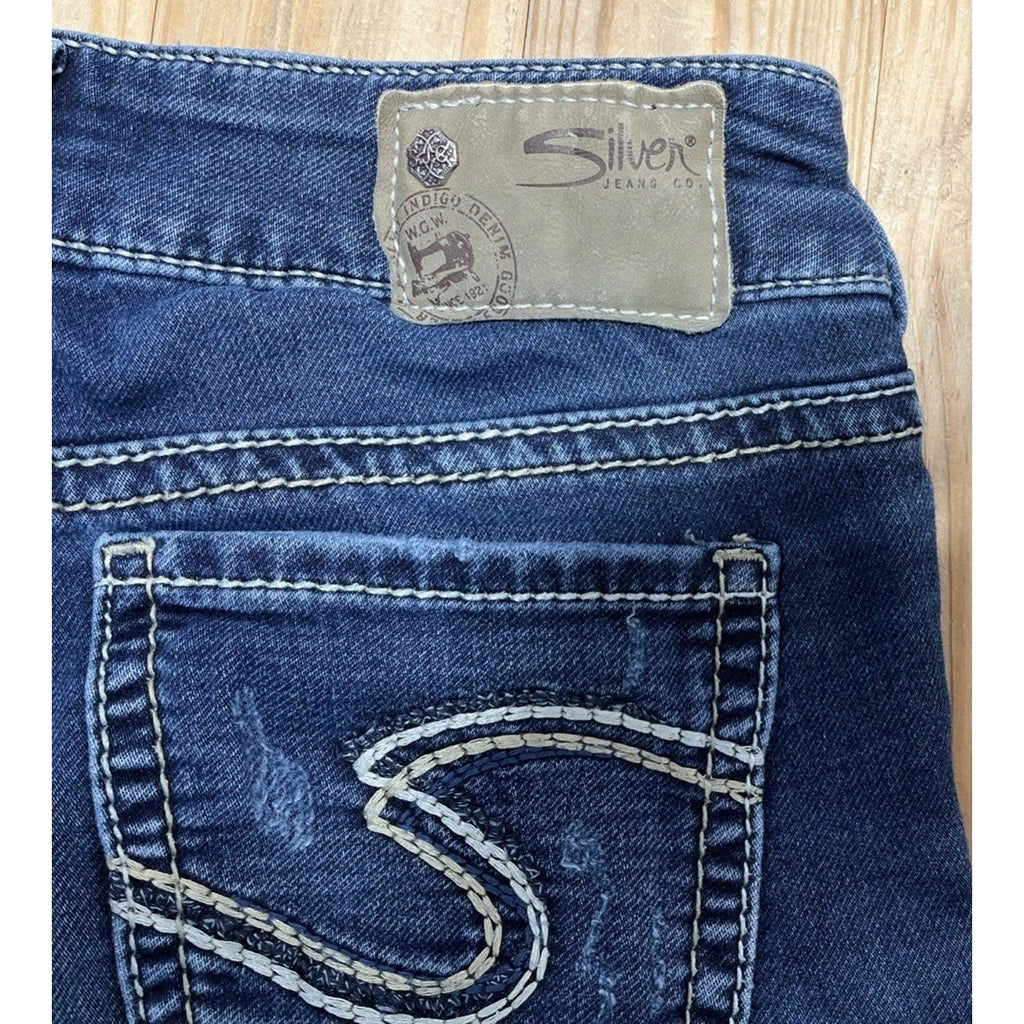 Silver Jeans Suki Mid Capri Womens Joga Size 26/24 Medium Wash Stretch Distress