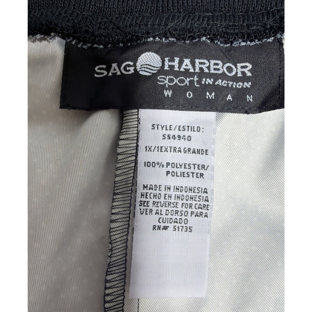 Sag Harbor Sport Activewear Pants Womens 1X Black Polka Dot Elastic Waist New