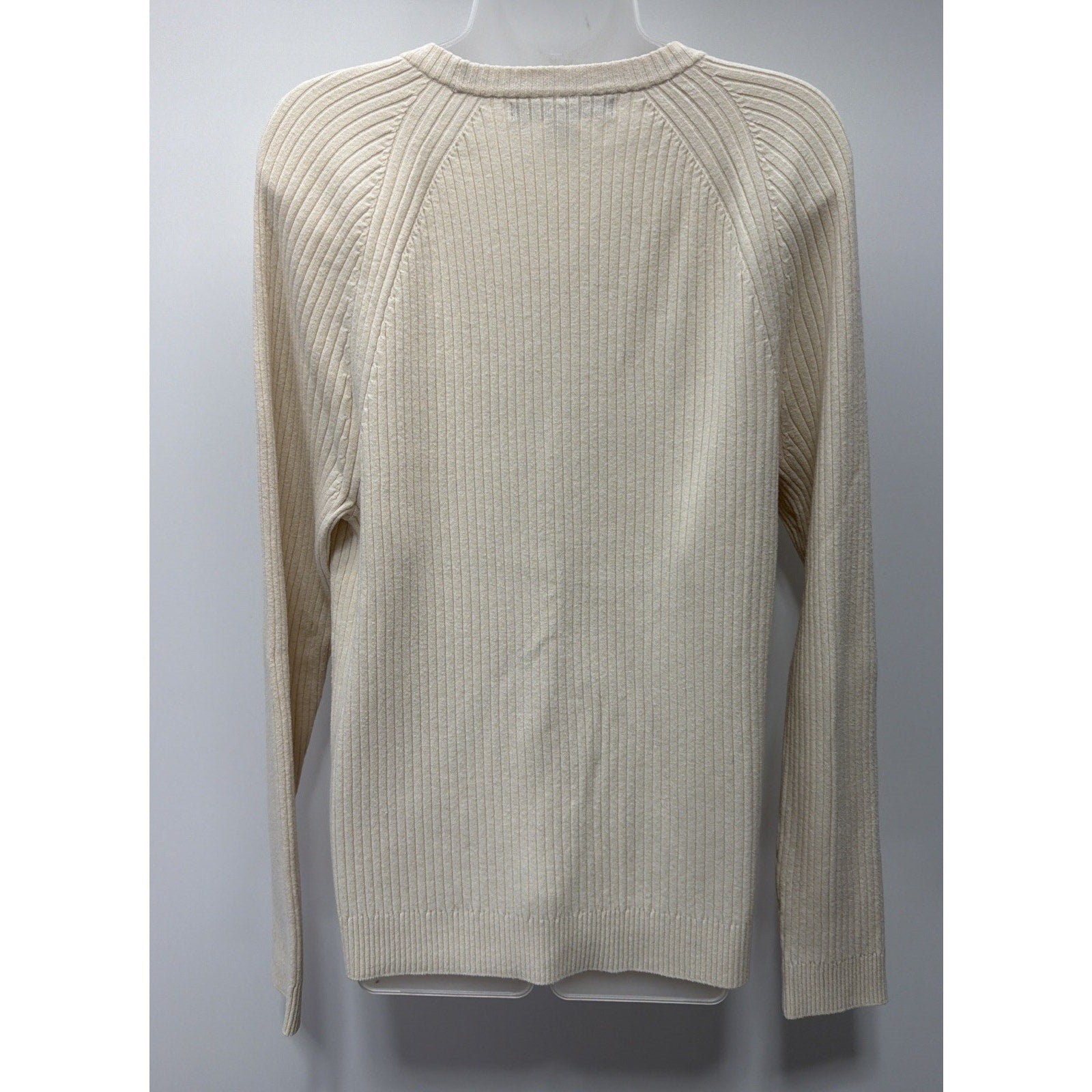 Express Tricot Womens Long Sleeve Pullover Ribbed Sweater Cream Size L