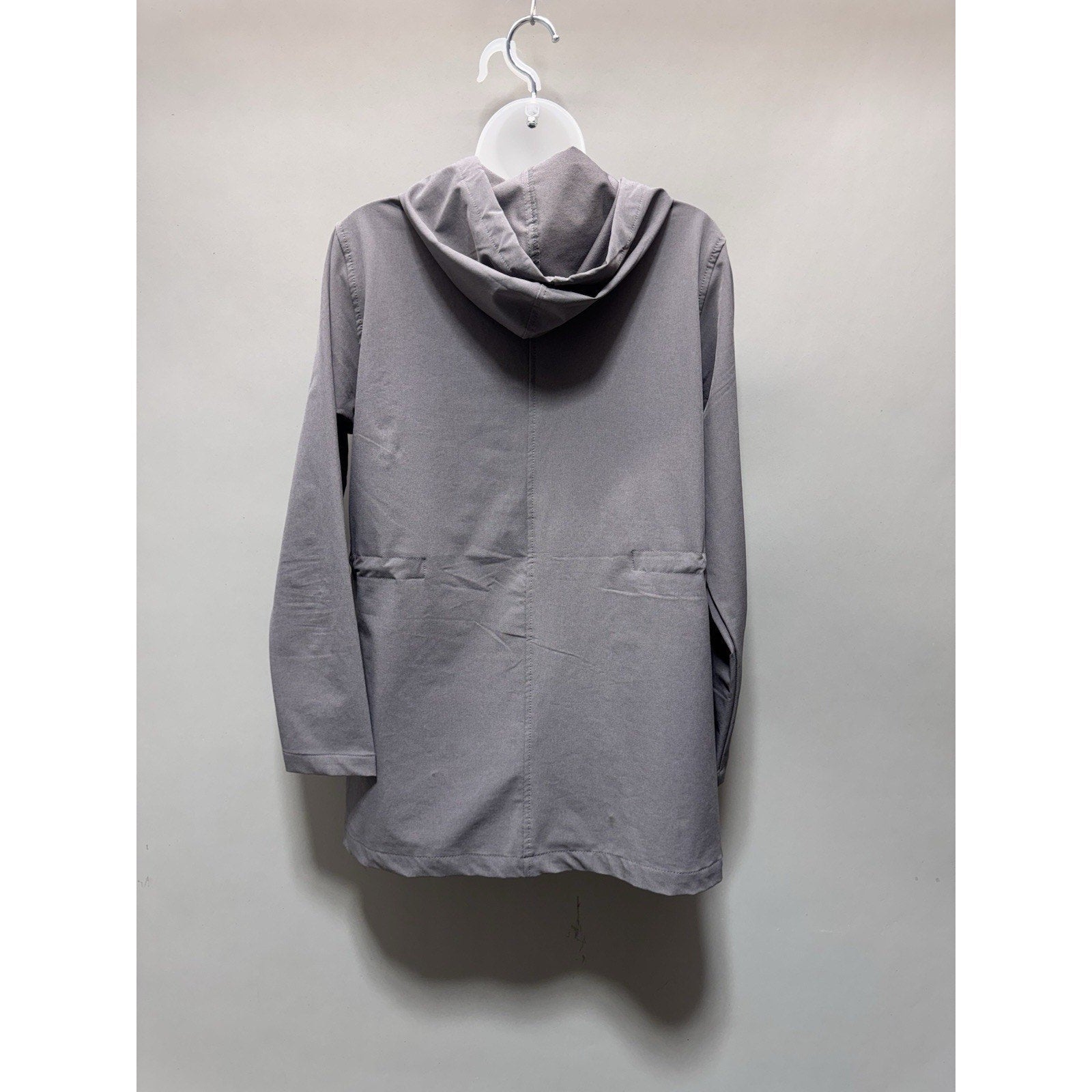 Oxford Golf Women’s Hooded Jacket Gray Snap Front Stretch Lightweight Utility M