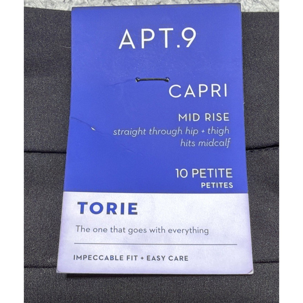 Apt. 9 Career Casual Black Torie Mid Rise Dress Capri Pants Sz 10 Petite NWT
