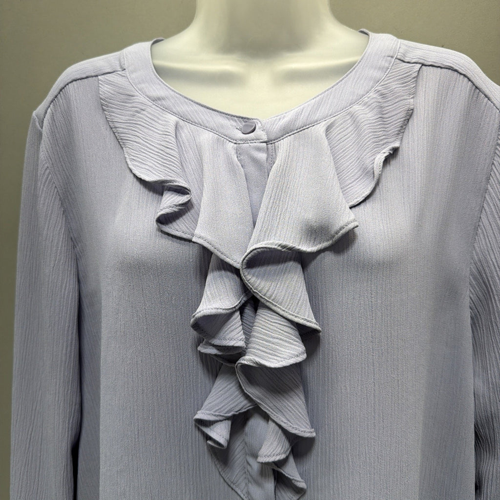 Loft Women XL Lavender Ruffled Preppy Button Down Long Sleeve Blouse