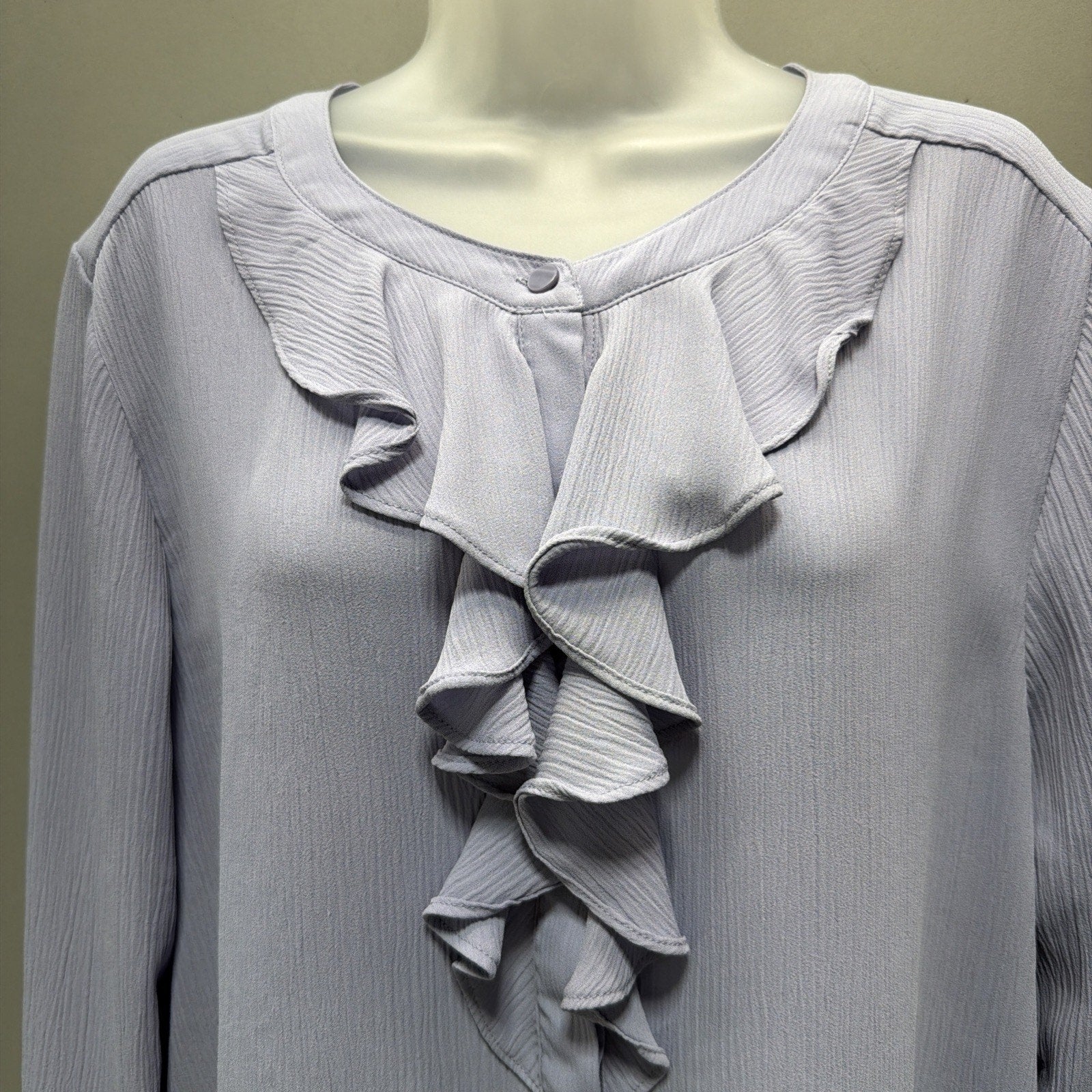 Loft Women XL Lavender Ruffled Preppy Button Down Long Sleeve Blouse