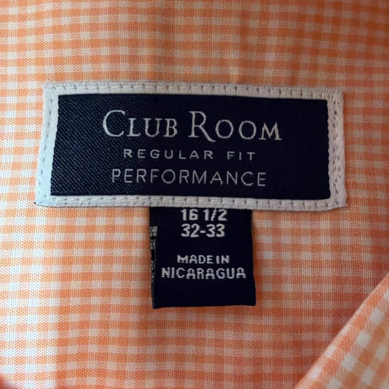 Club Room Men Regular Performance Peach Button Up Shirt Size 16.5 32/33 NWT