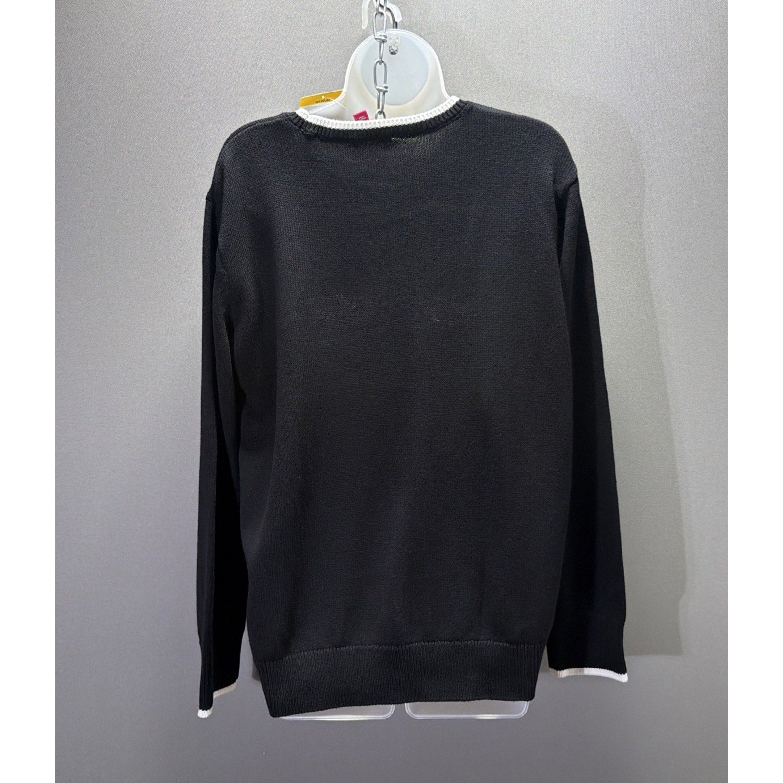 Vince Camuto Game Day Soft Sweater Black White Cotton Crewneck Womens M N W Tags