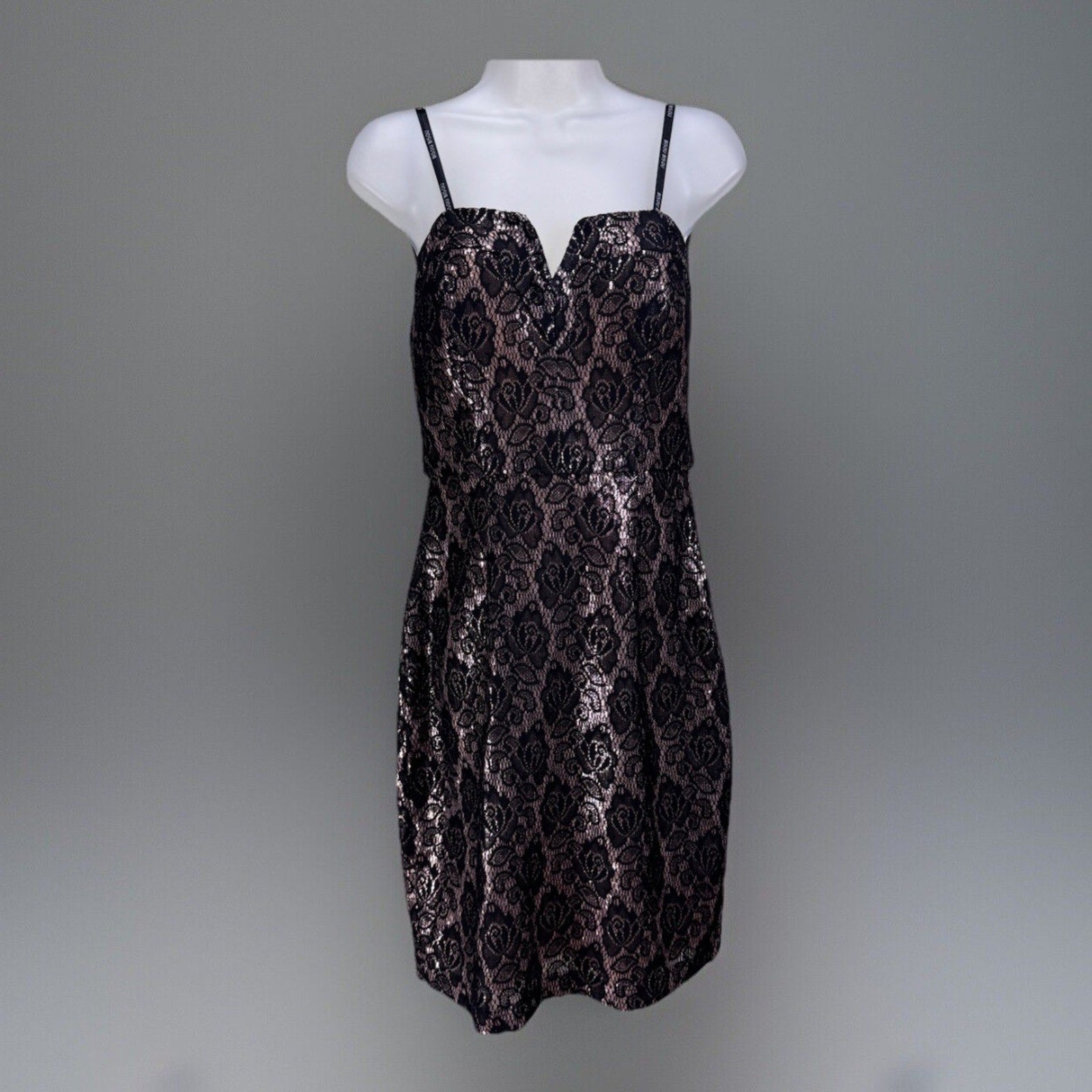 Bisou Bisou Dress Blush/Black strapless with attachable straps NWT Women’s 8