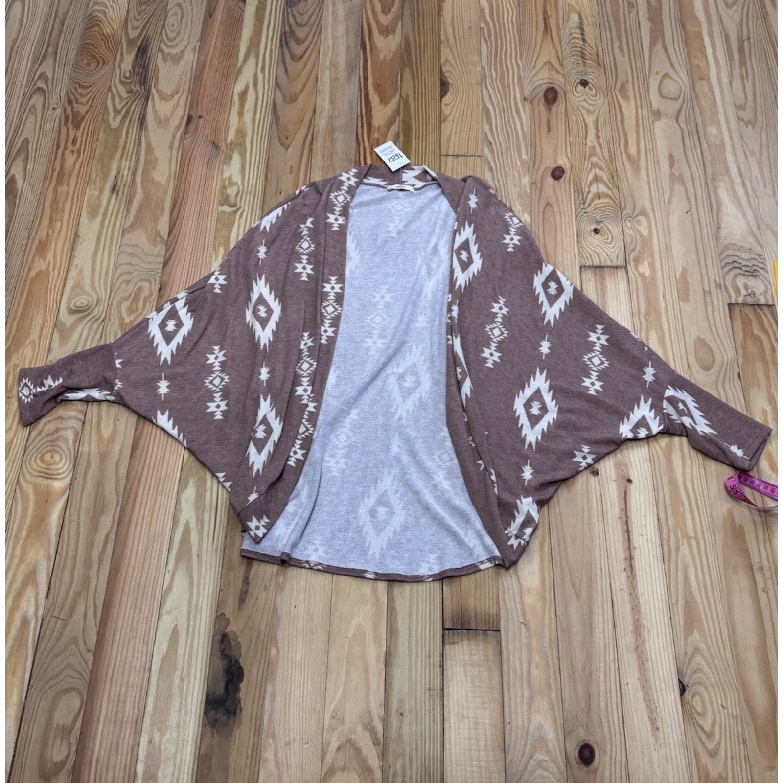 Entro Women's Size Medium Aztec Open Cardigan Kimono Terra Cotta NWT