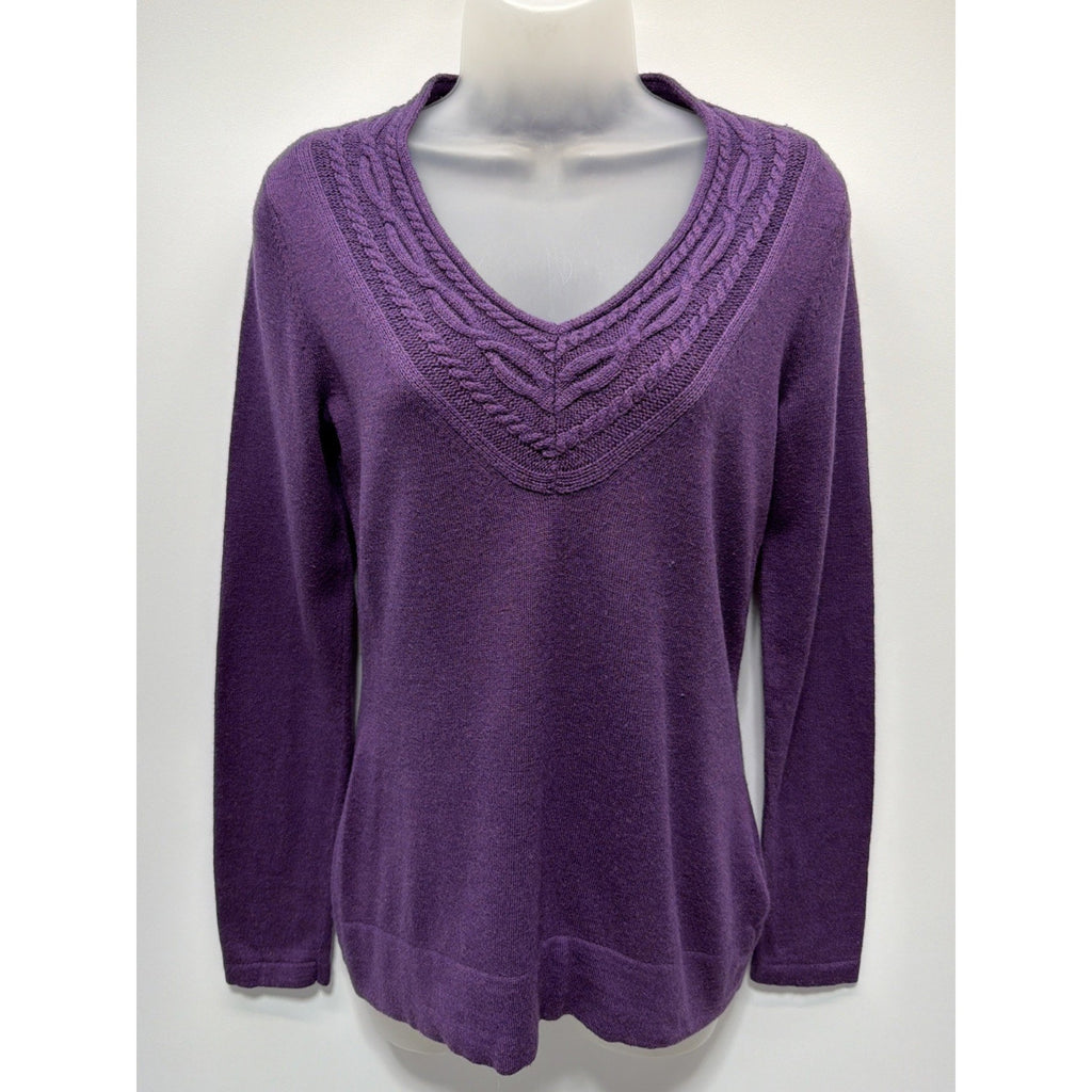 BANANA REPUBLIC Purple Cashmere Wool V Neck Long Sleeve Sweater Size