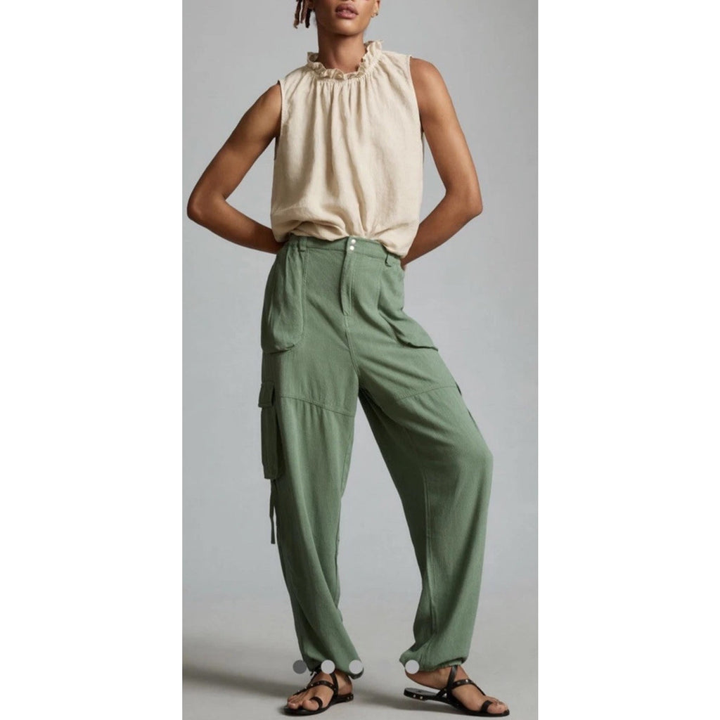 By Anthropologie Linen Blend Relaxed Utility Pants-XS 31x29